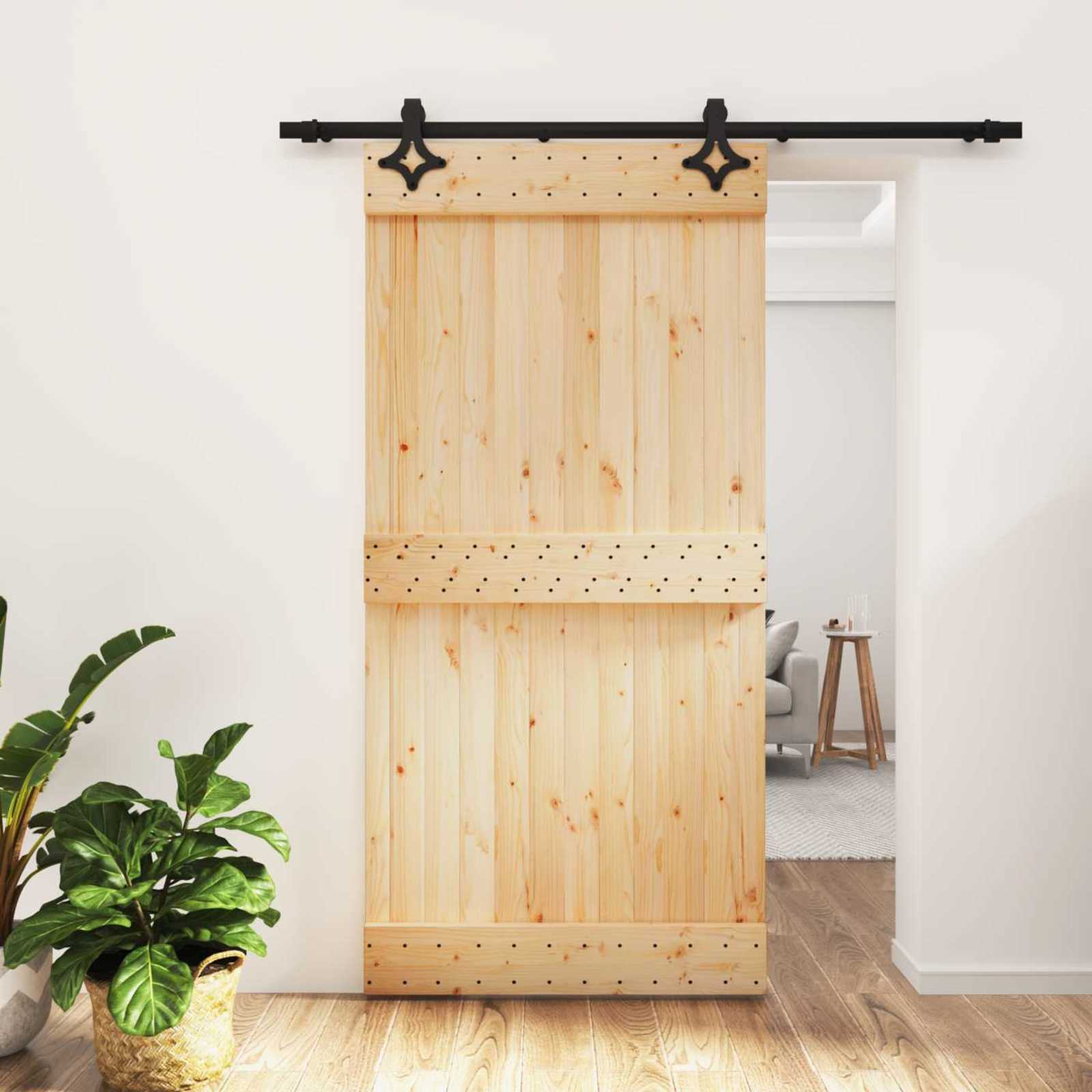 vidaXL Drzwi przesuwne Naturalny i czarny 100 x 210 cm
