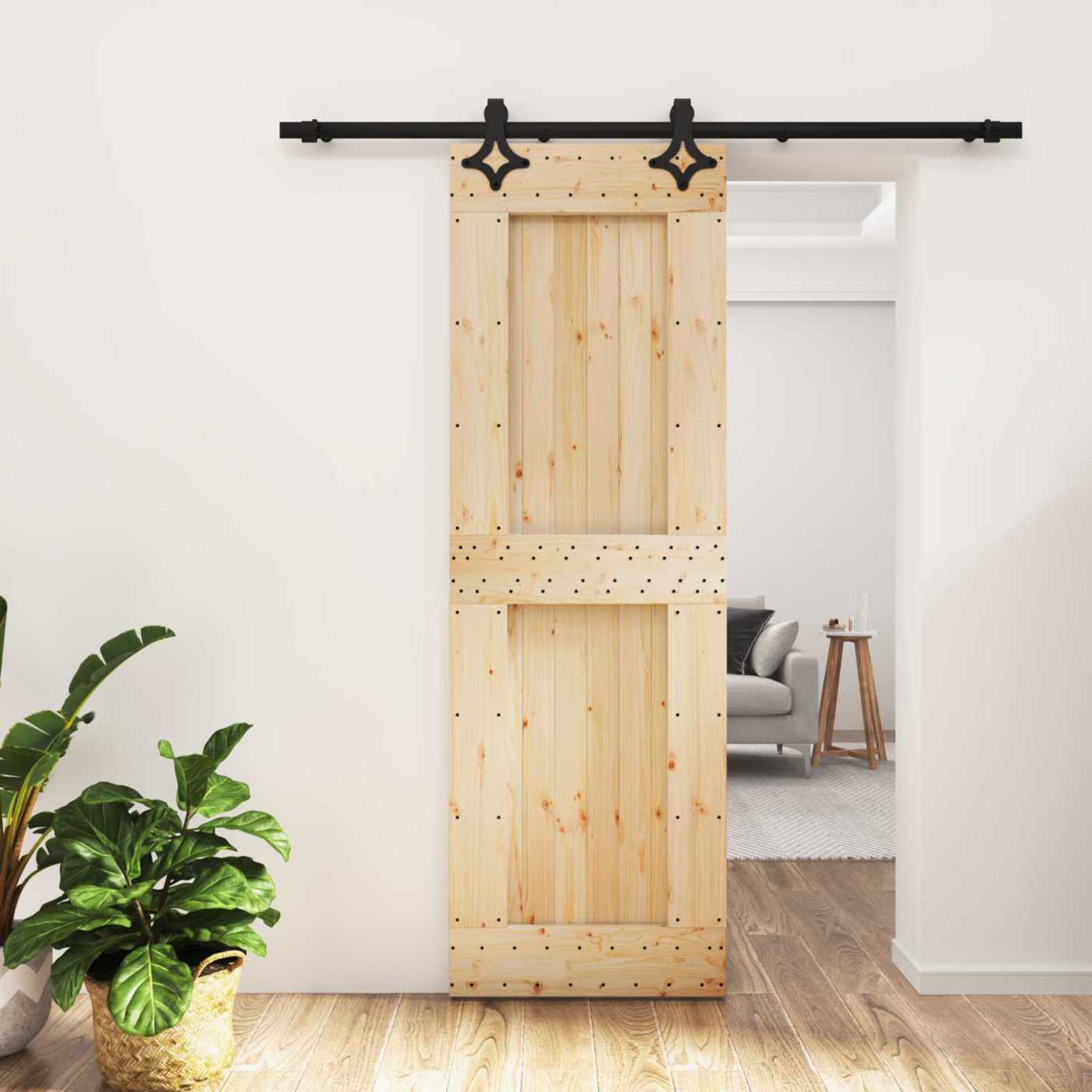 vidaXL Drzwi przesuwne Naturalny i czarny 70 x 210 cm