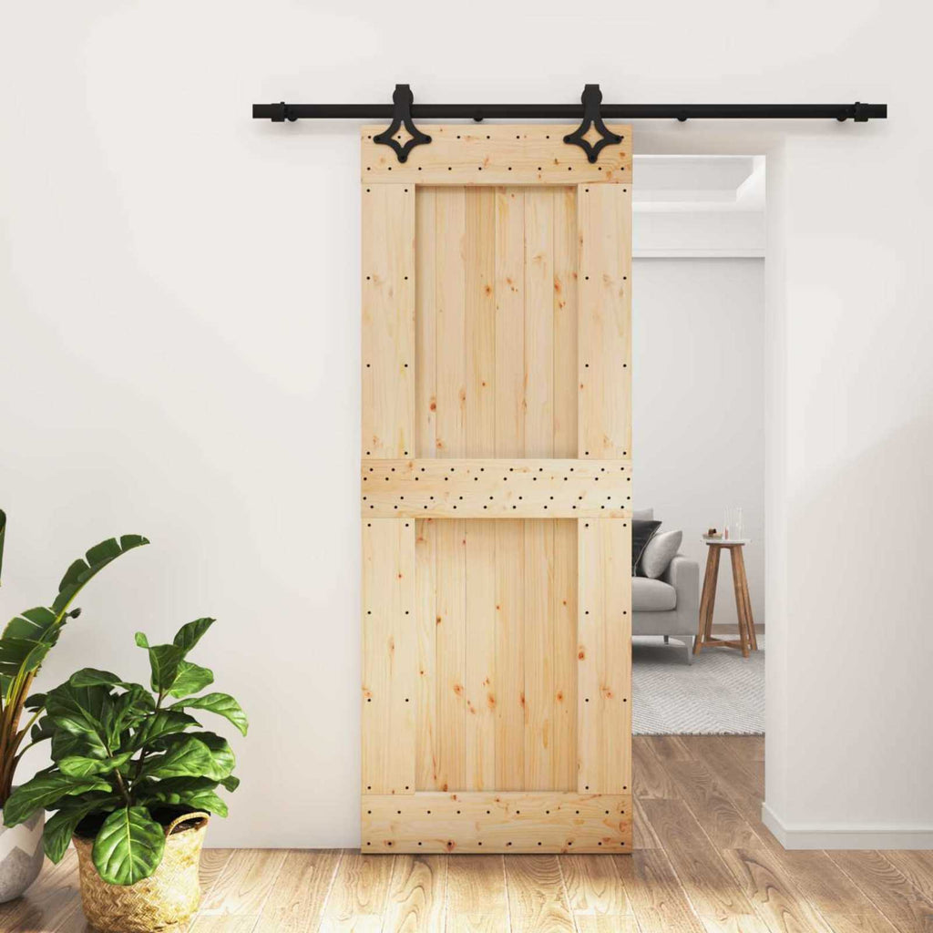 vidaXL Drzwi przesuwne Naturalny i czarny 80 x 210 cm