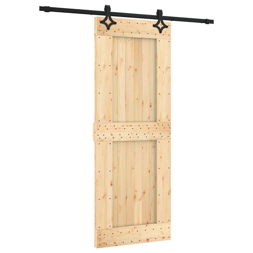 vidaXL Drzwi przesuwne Naturalny i czarny 80 x 210 cm