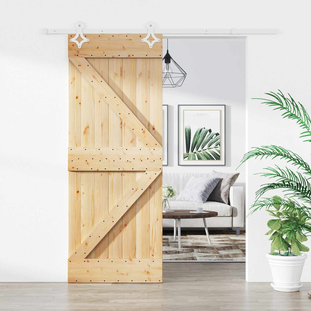vidaXL Drzwi przesuwne Naturalne i białe 85 x 210 cm