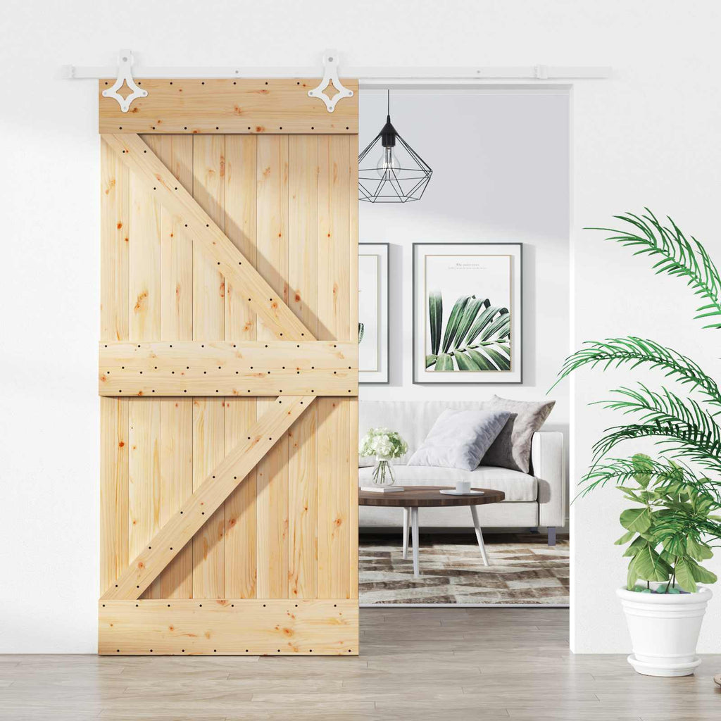 vidaXL Drzwi przesuwne Naturalne i białe 95 x 210 cm
