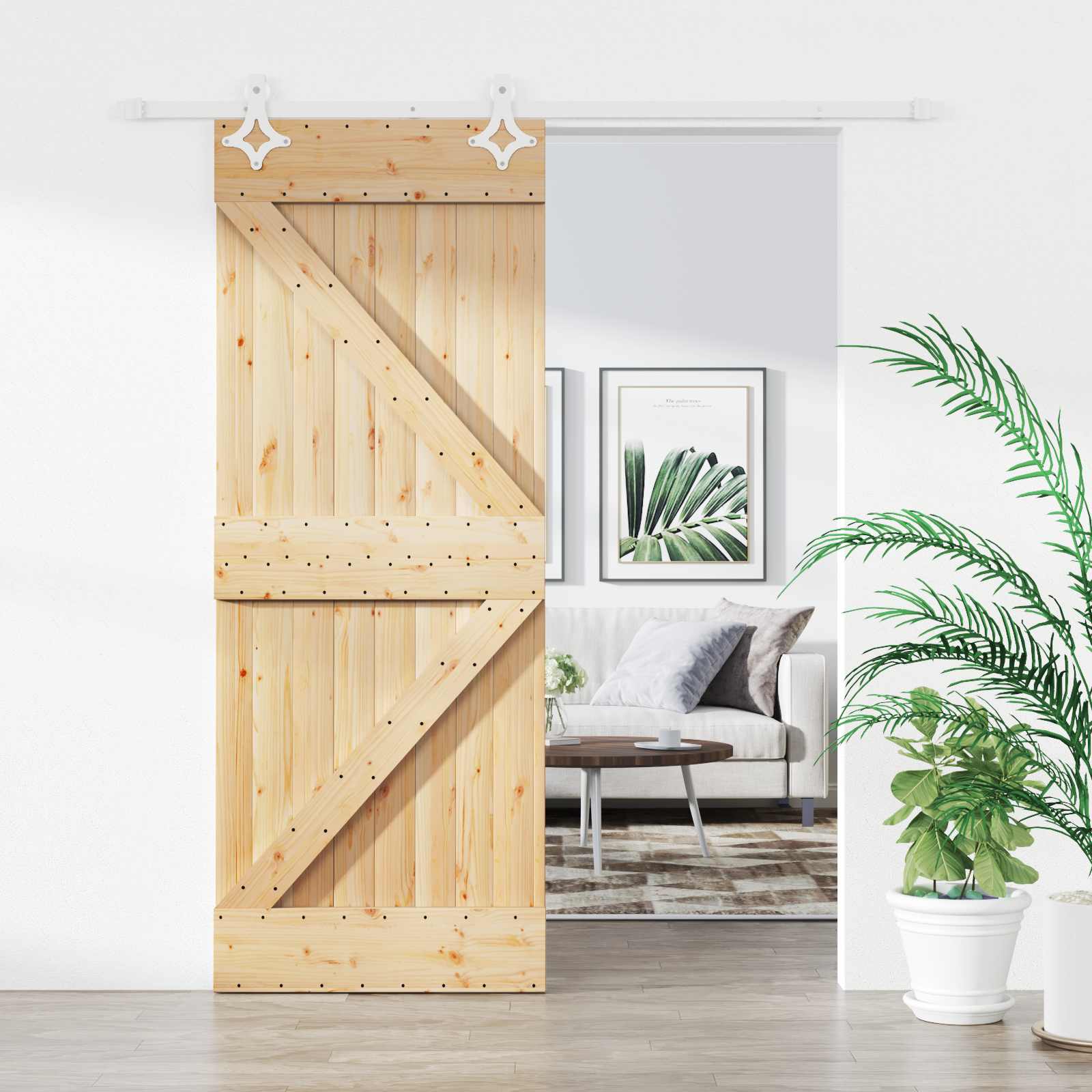 vidaXL Drzwi przesuwne Naturalne i białe 80 x 210 cm