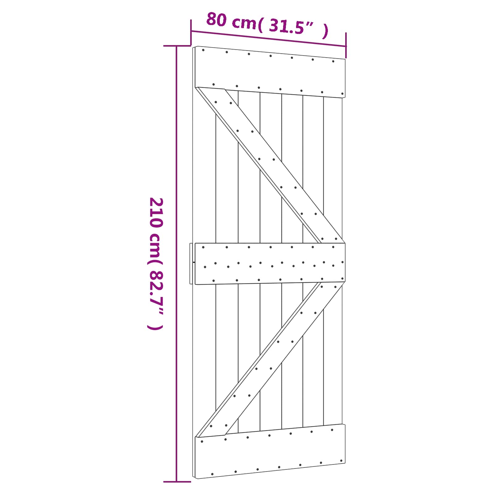 vidaXL Drzwi przesuwne Naturalne i białe 80 x 210 cm