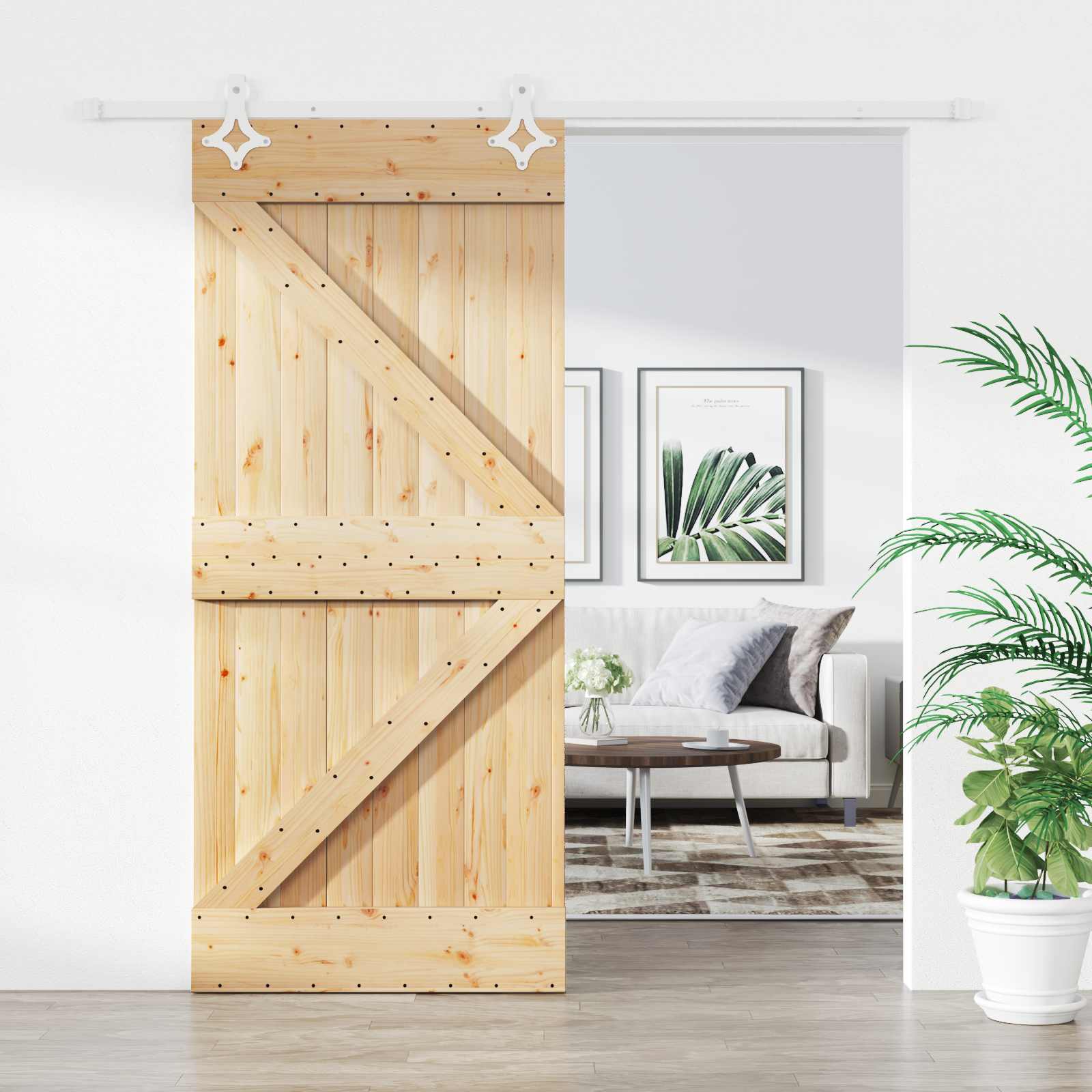 vidaXL Drzwi przesuwne Naturalne i białe 90 x 210 cm
