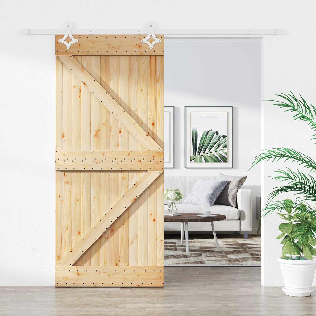 vidaXL Drzwi przesuwne Naturalne i białe 100 x 210 cm