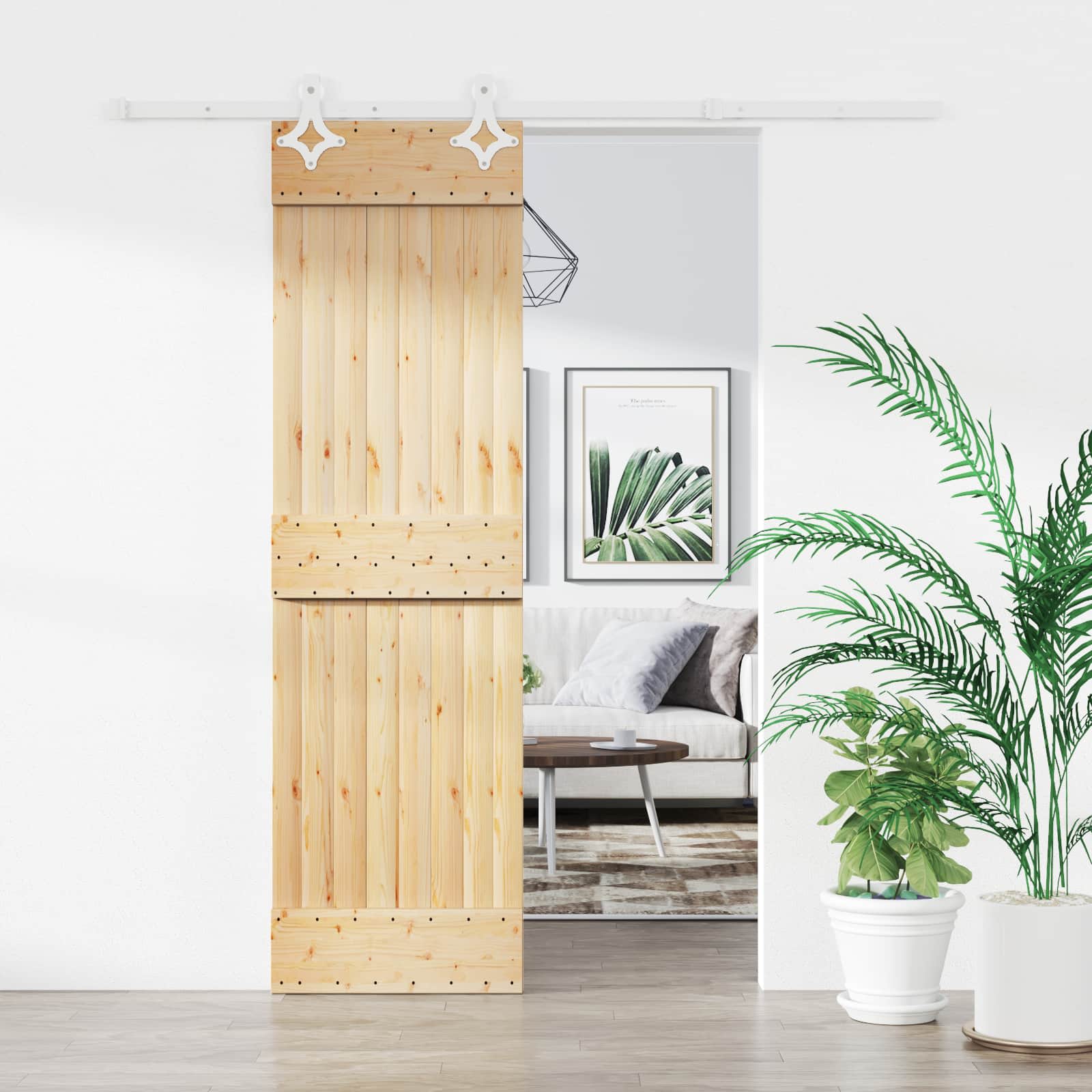 vidaXL Drzwi przesuwne Naturalne i białe 70 x 210 cm