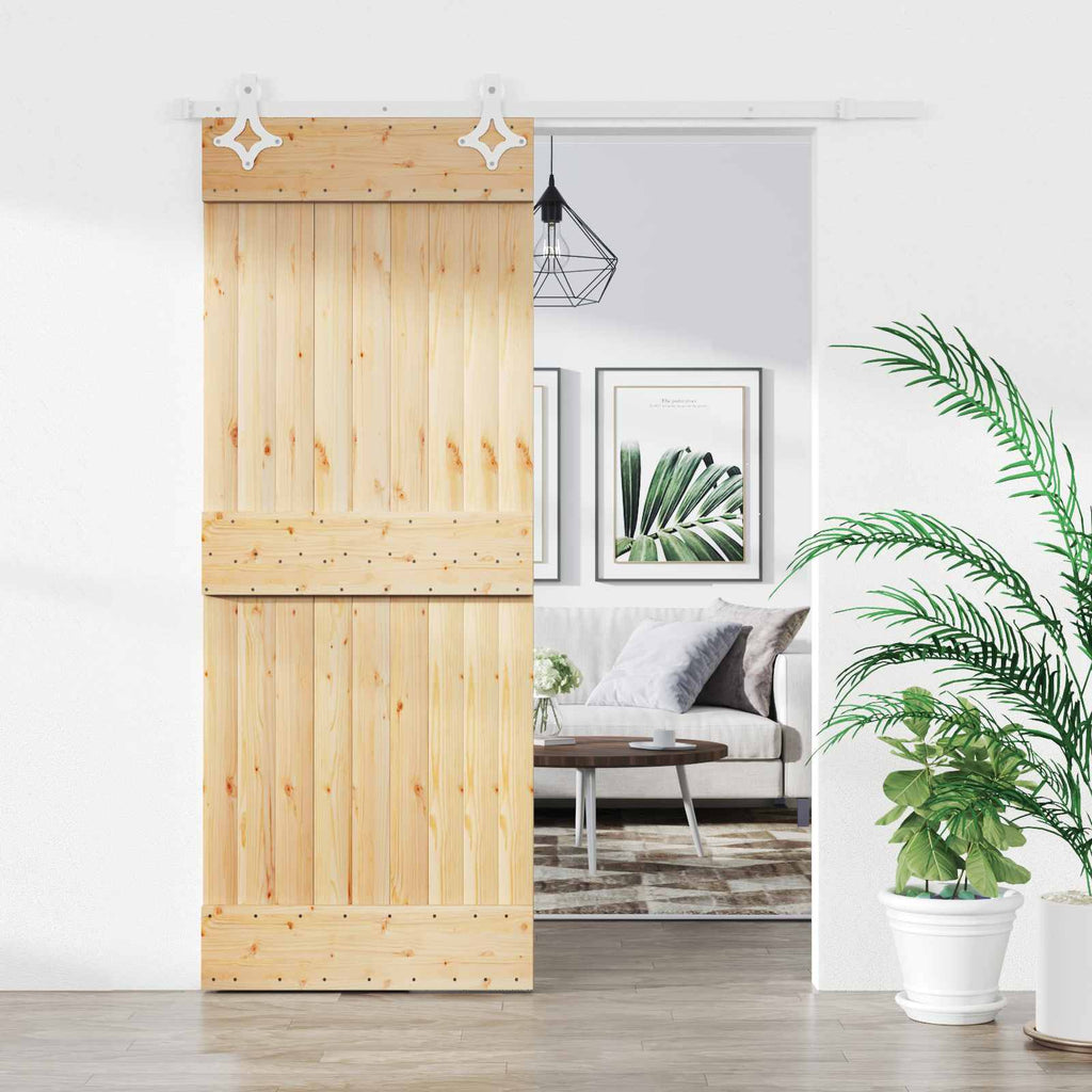 vidaXL Drzwi przesuwne Naturalne i białe 80 x 210 cm