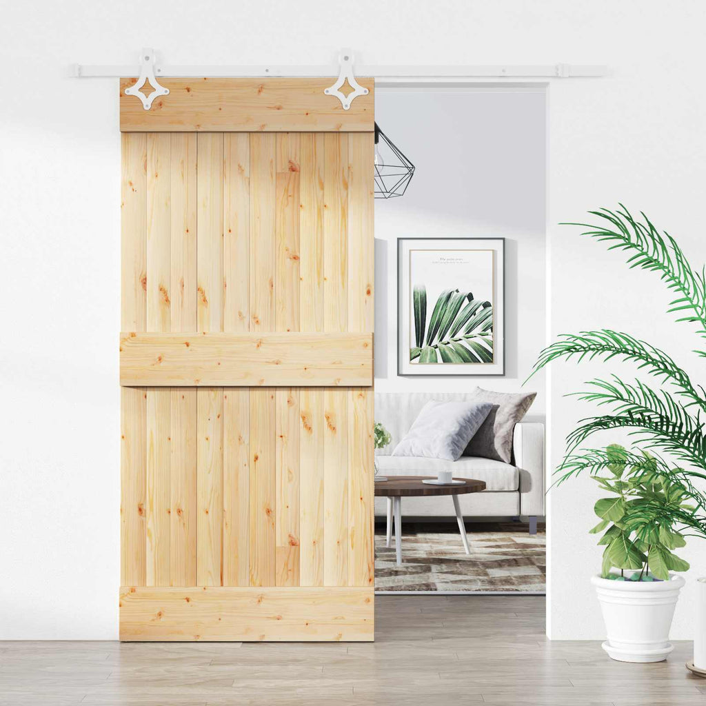 vidaXL Drzwi przesuwne Naturalne i białe 95 x 210 cm