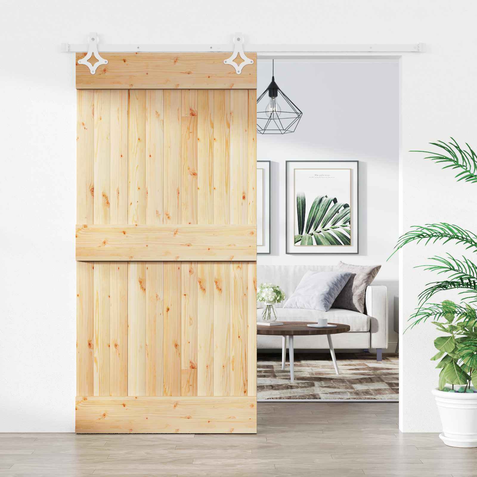vidaXL Drzwi przesuwne Naturalne i białe 100 x 210 cm