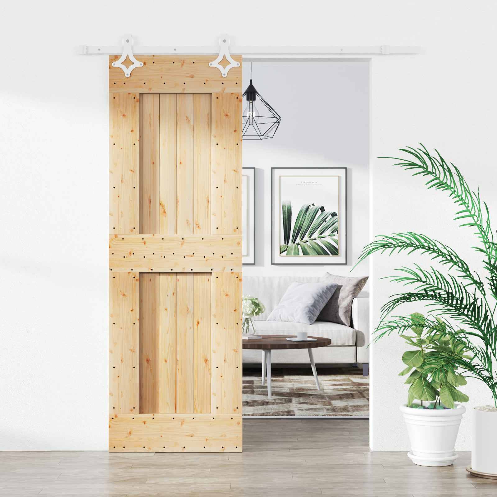 vidaXL Drzwi przesuwne Naturalne i białe 70 x 210 cm