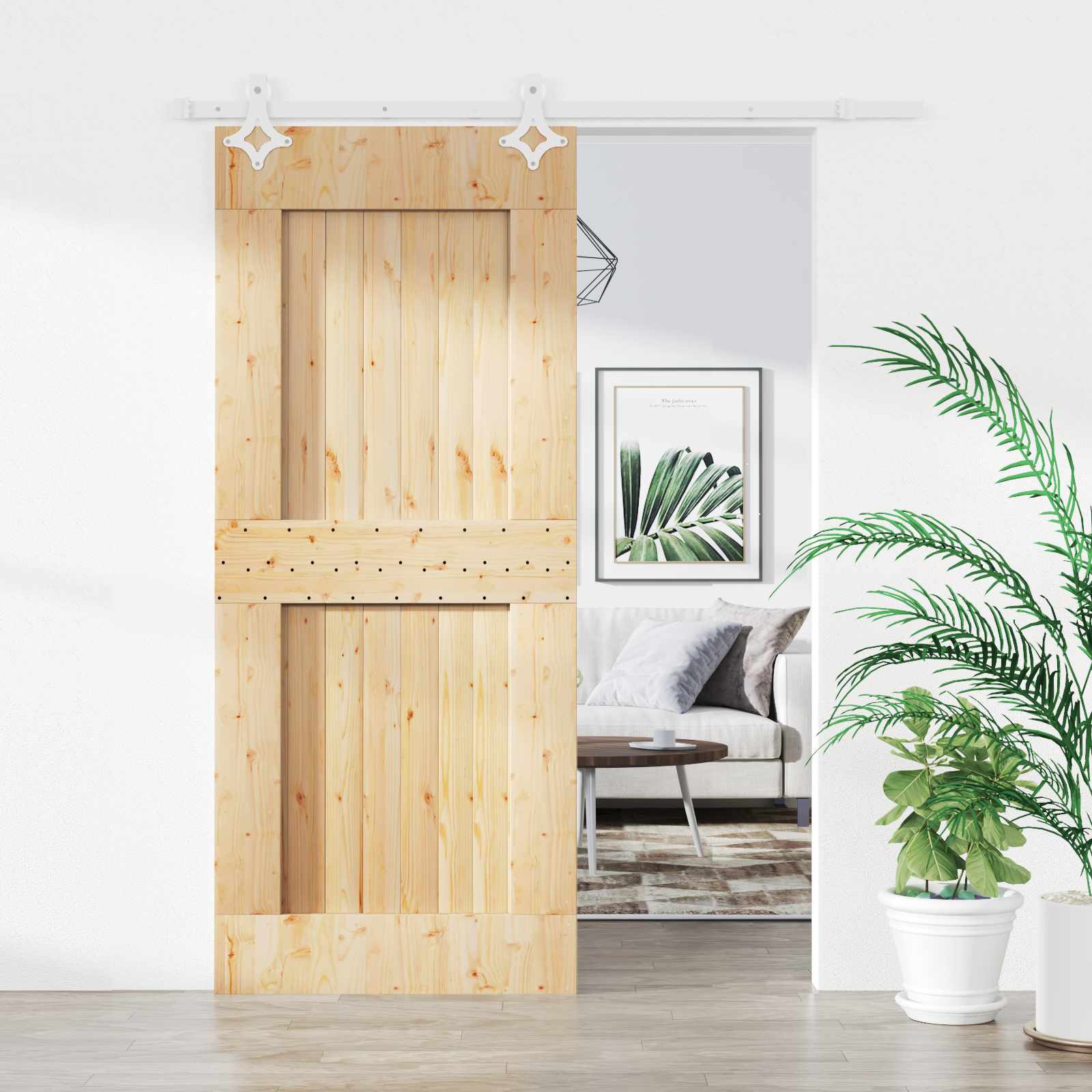 vidaXL Drzwi przesuwne Naturalne i białe 80 x 210 cm
