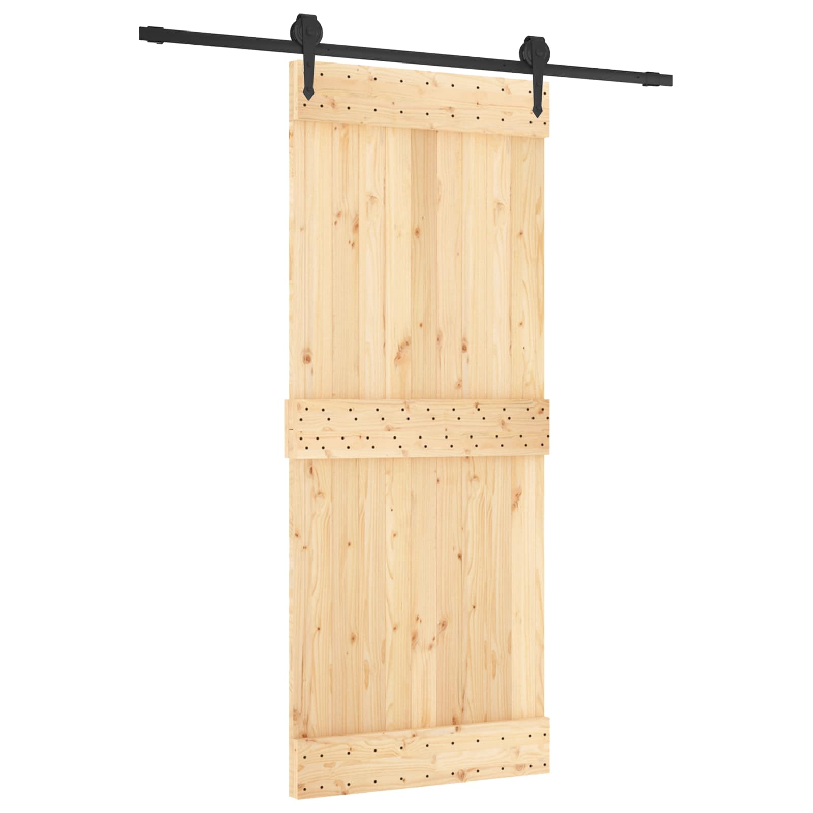 vidaXL Drzwi przesuwne Naturalny i czarny 85 x 210 cm