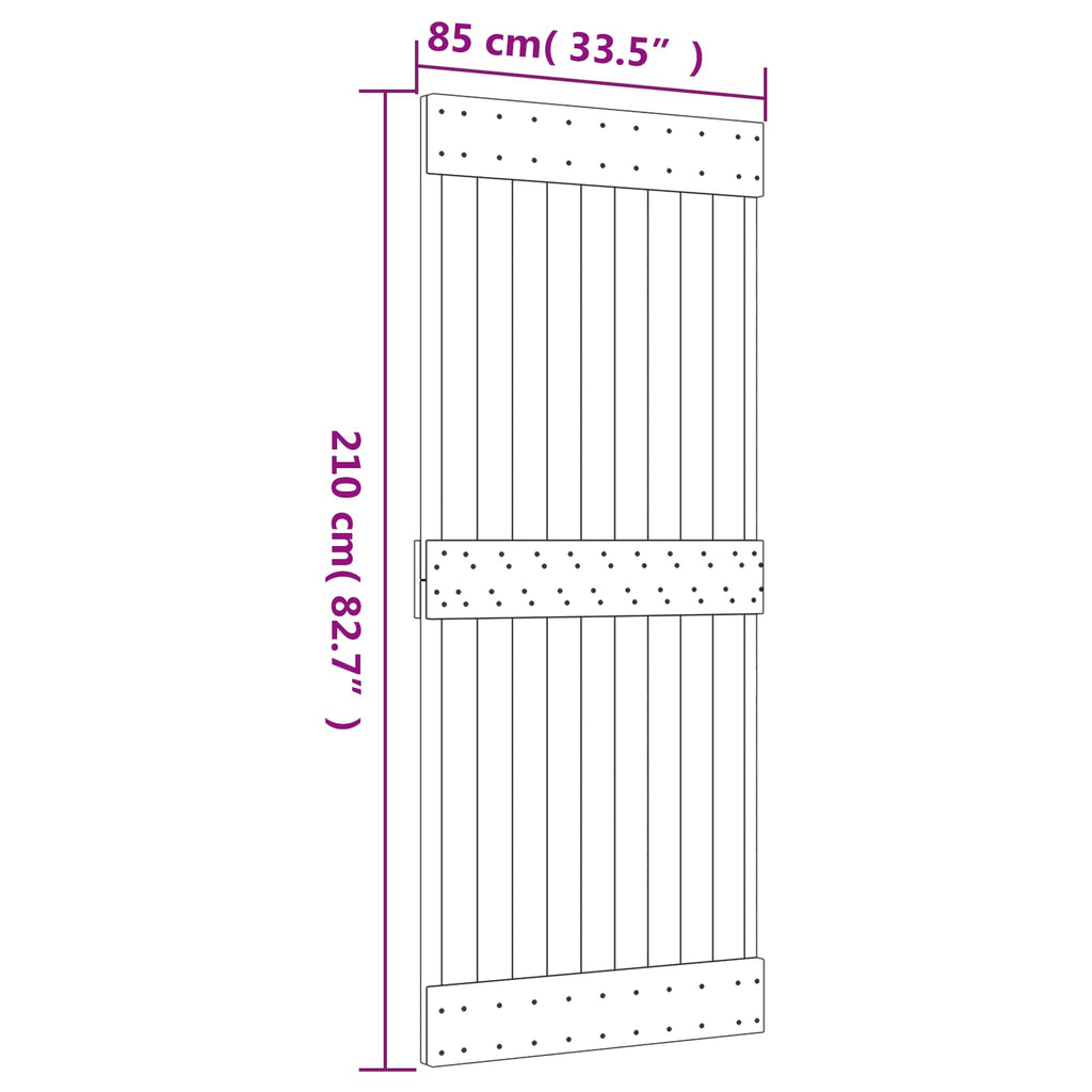 vidaXL Drzwi przesuwne Naturalny i czarny 85 x 210 cm