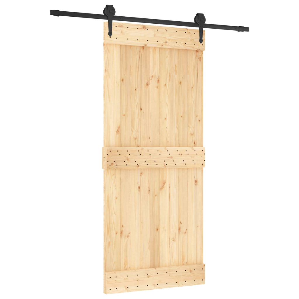 vidaXL Drzwi przesuwne Naturalny i czarny 90 x 210 cm