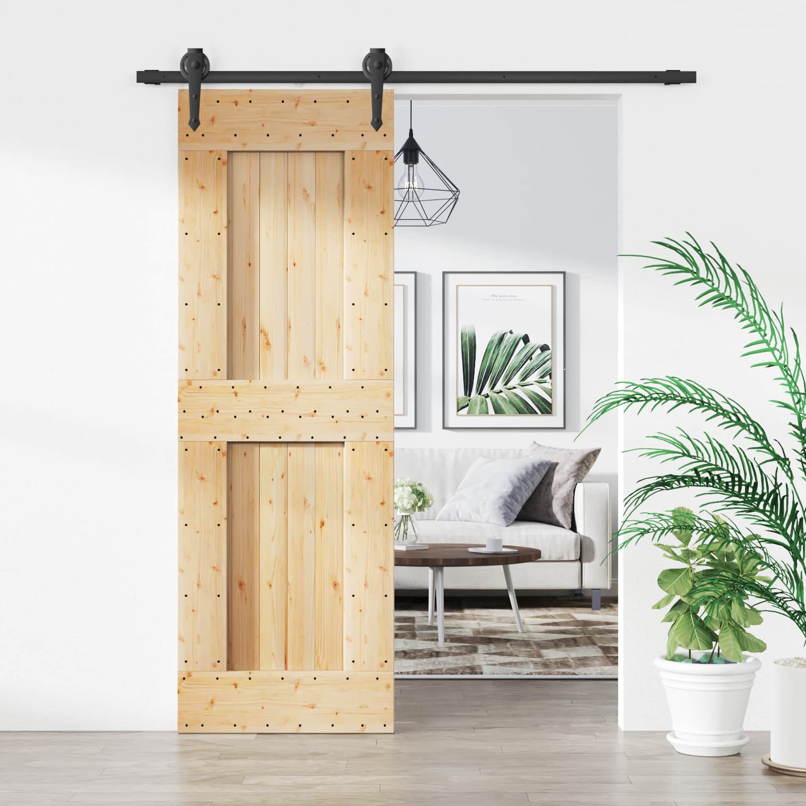 vidaXL Drzwi przesuwne Naturalny i czarny 70 x 210 cm