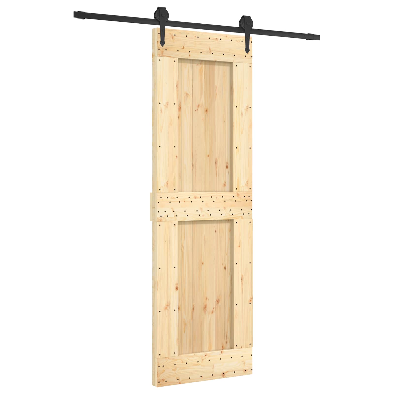 vidaXL Drzwi przesuwne Naturalny i czarny 70 x 210 cm