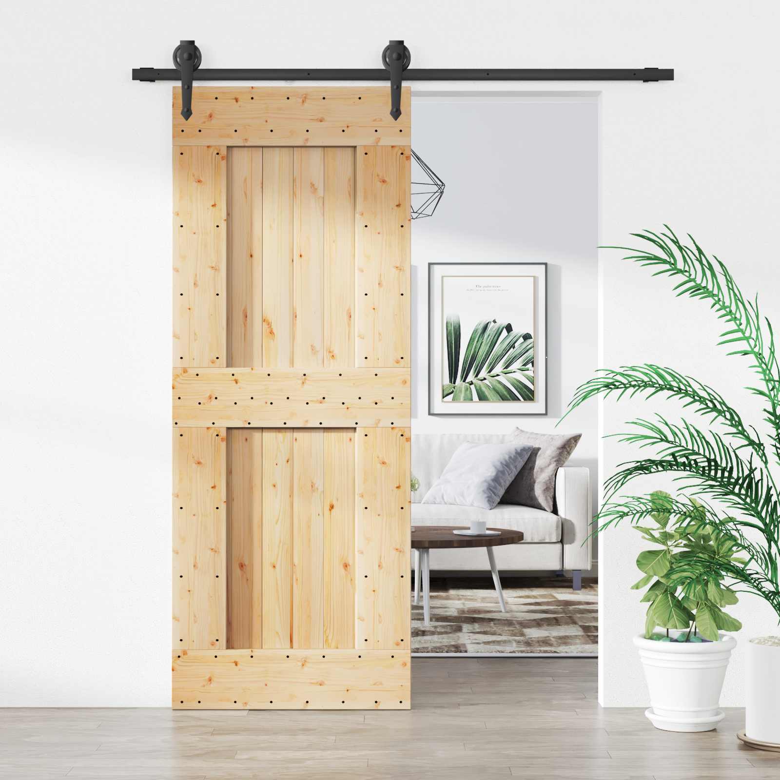 vidaXL Drzwi przesuwne Naturalny i czarny 80 x 210 cm
