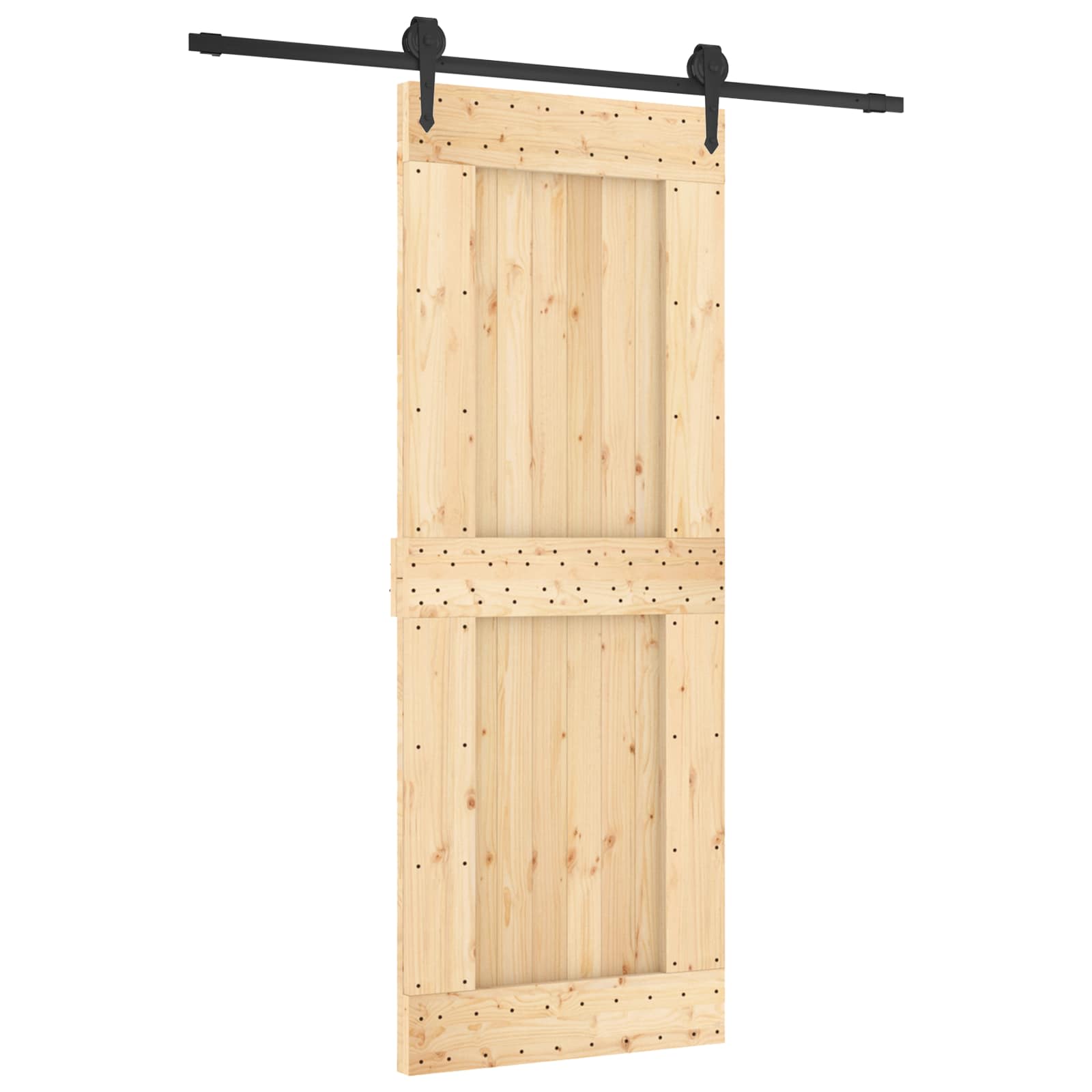 vidaXL Drzwi przesuwne Naturalny i czarny 80 x 210 cm