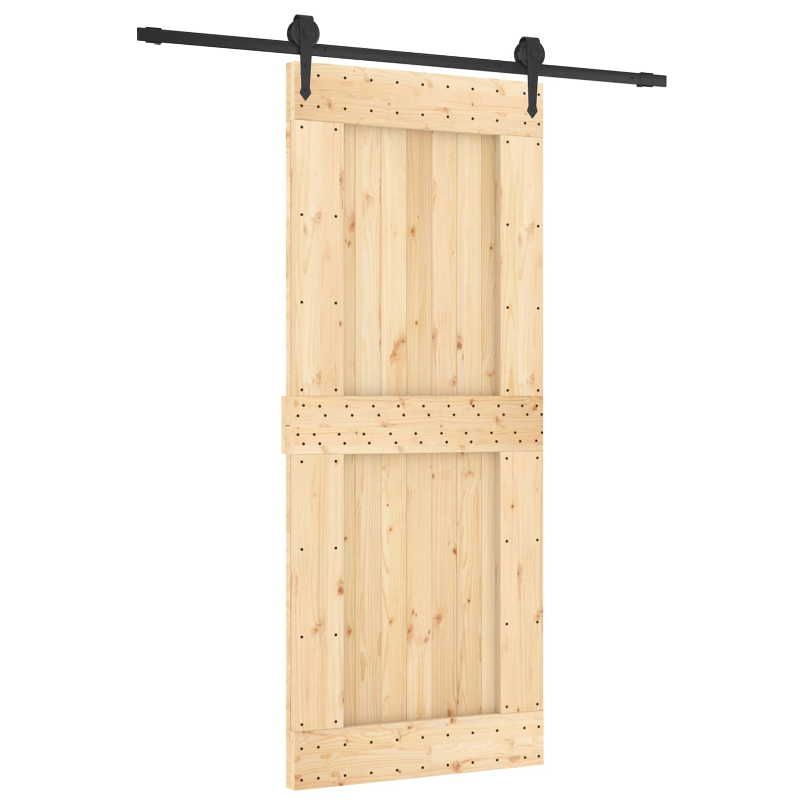 vidaXL Drzwi przesuwne Naturalny i czarny 85 x 210 cm