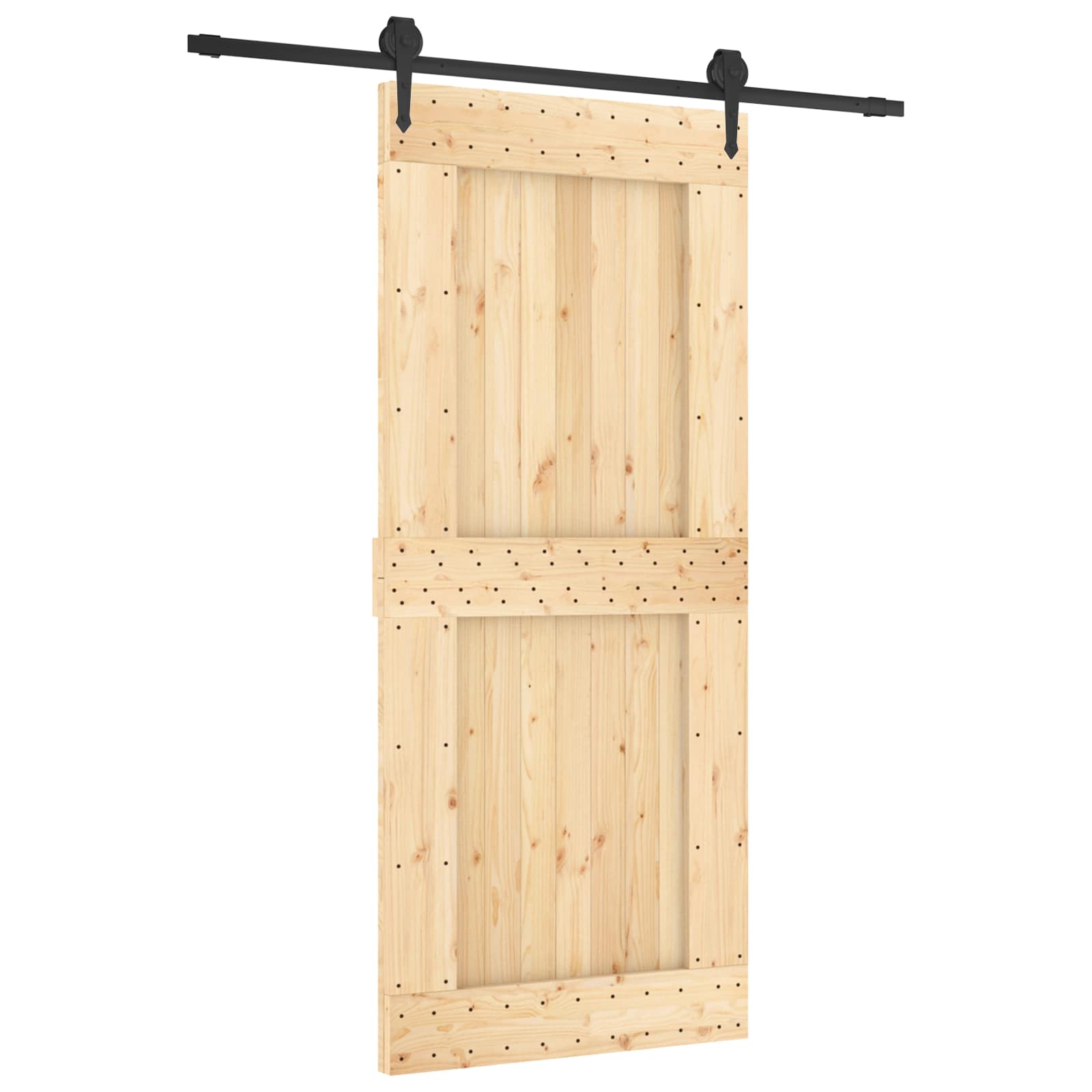 vidaXL Drzwi przesuwne Naturalny i czarny 90 x 210 cm