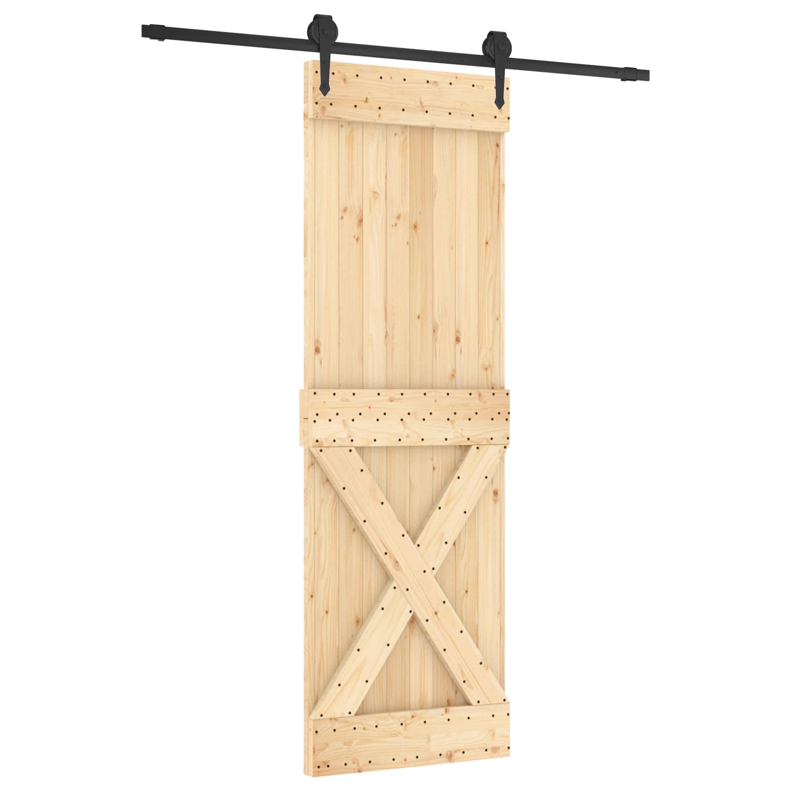vidaXL Drzwi przesuwne Naturalny i czarny 70 x 210 cm