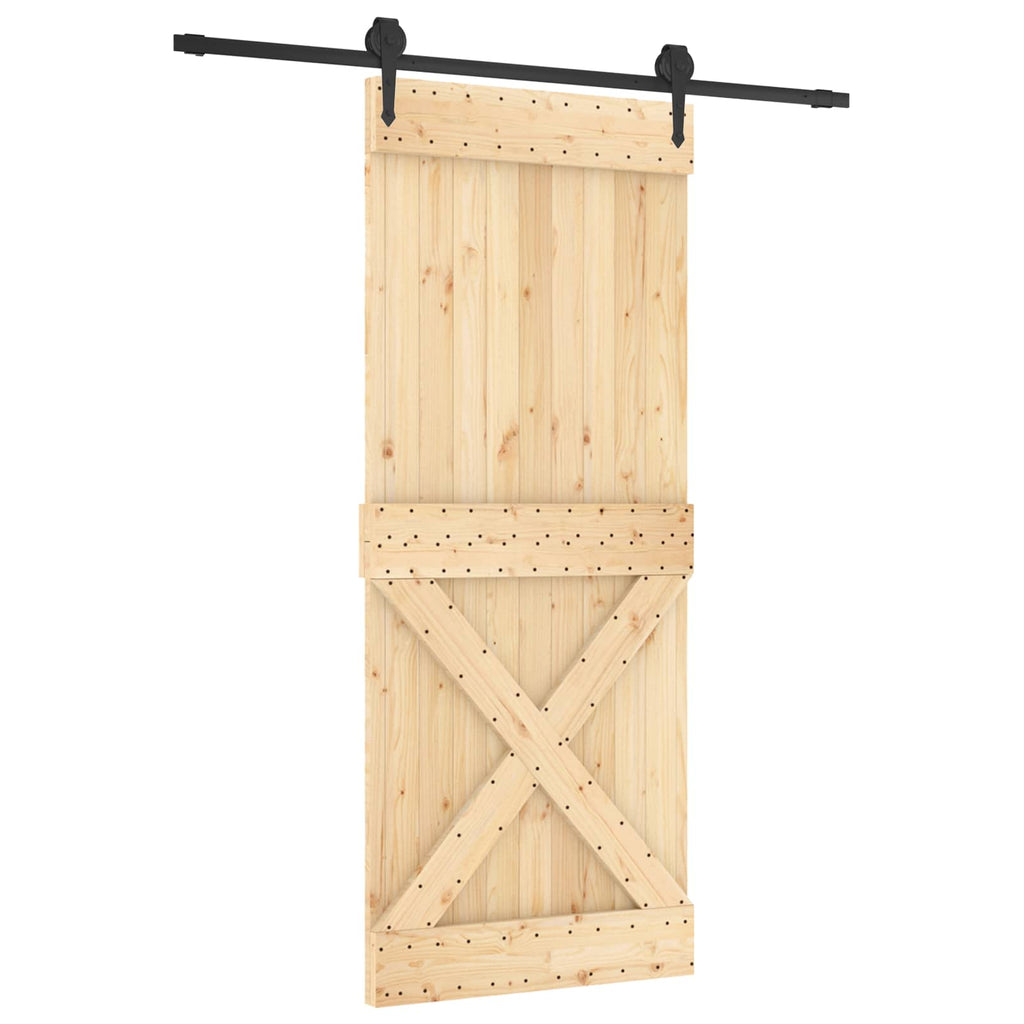 vidaXL Drzwi przesuwne Naturalny i czarny 85 x 210 cm
