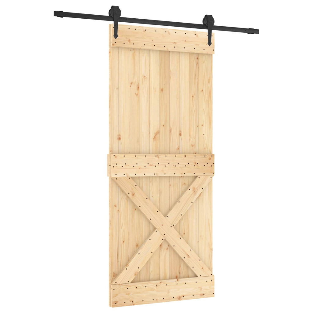vidaXL Drzwi przesuwne Naturalny i czarny 90 x 210 cm