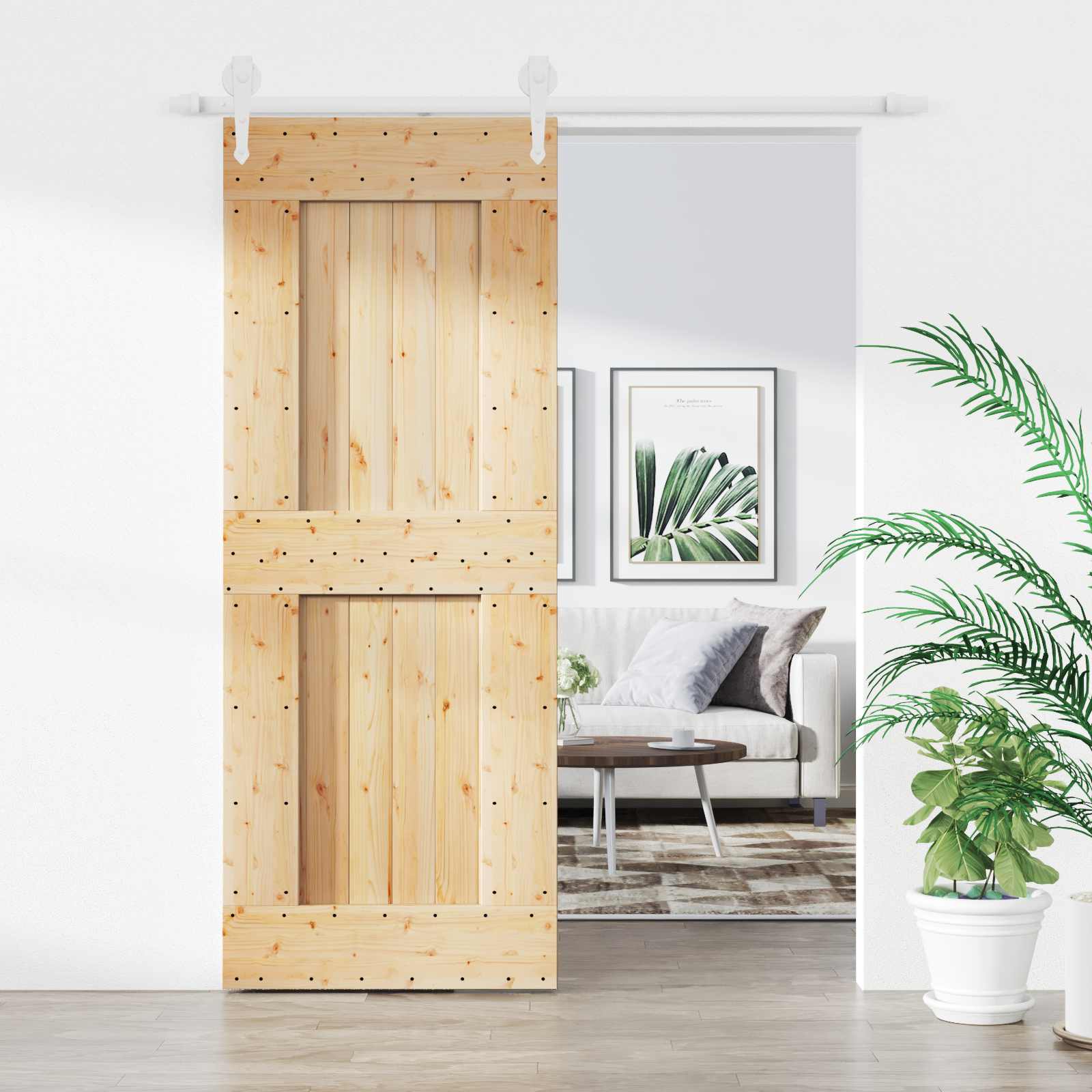 vidaXL Drzwi przesuwne Naturalne i białe 80 x 210 cm