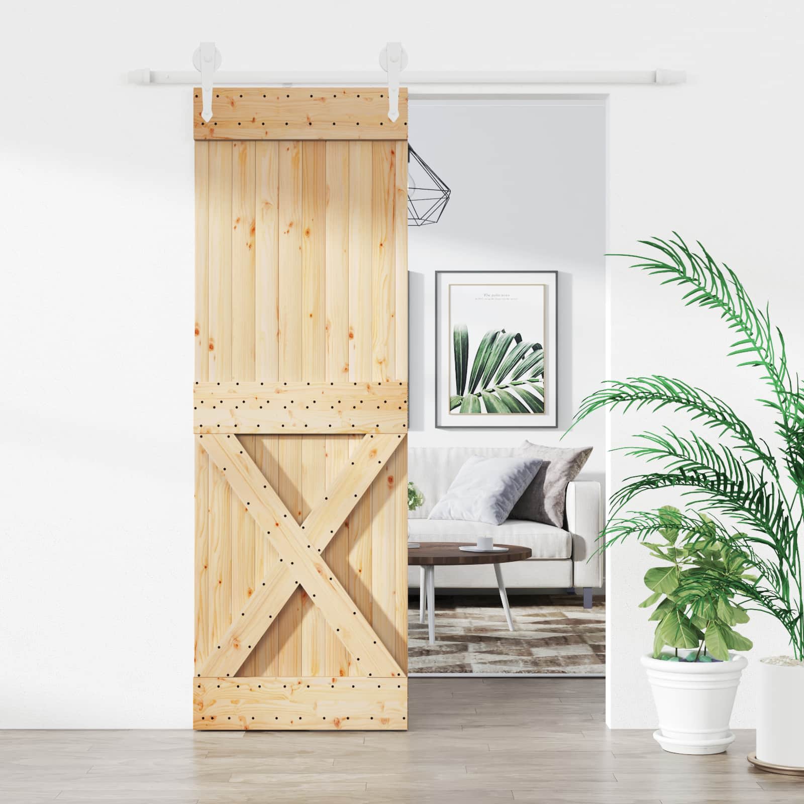 vidaXL Drzwi przesuwne Naturalne i białe 70 x 210 cm