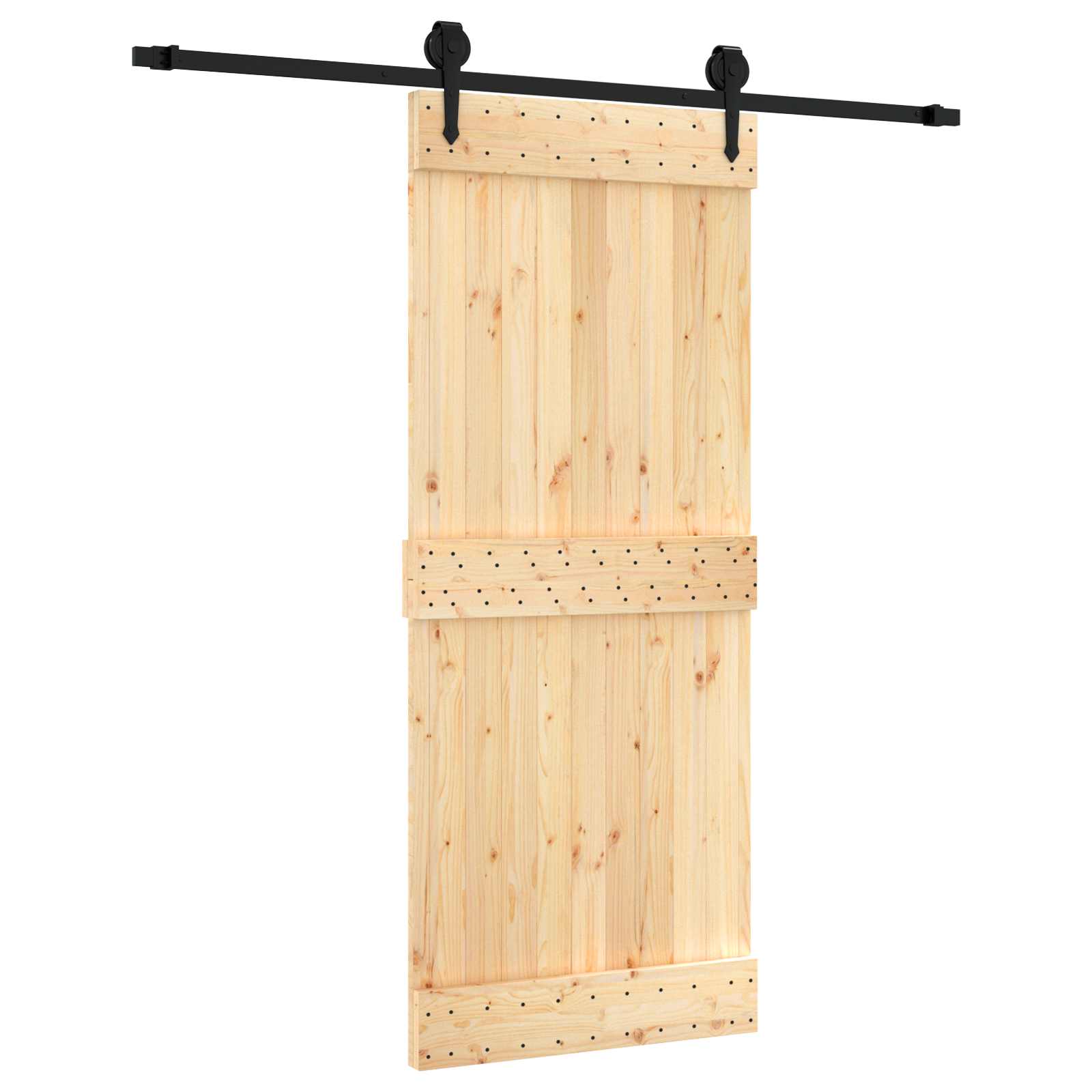 vidaXL Drzwi przesuwne Naturalny i czarny 85 x 210 cm