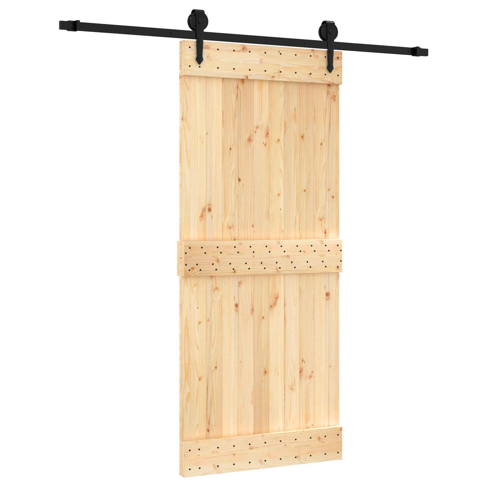 vidaXL Drzwi przesuwne Naturalny i czarny 90 x 210 cm
