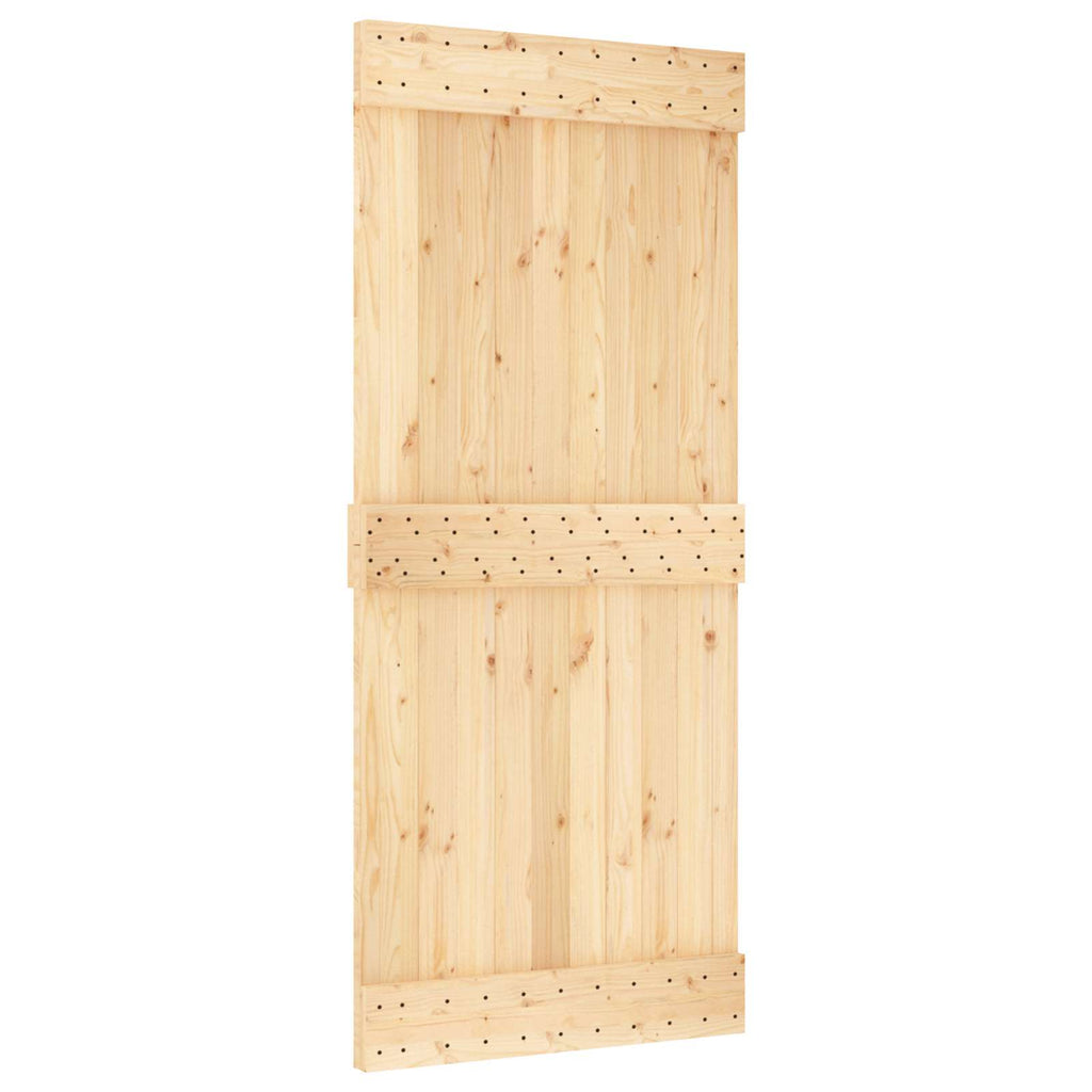 vidaXL Drzwi przesuwne Naturalny i czarny 90 x 210 cm