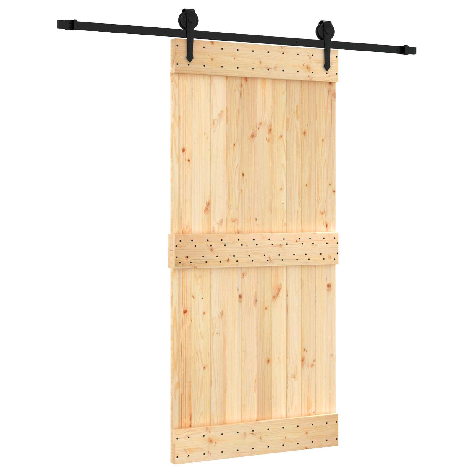 vidaXL Drzwi przesuwne Naturalny i czarny 95 x 210 cm