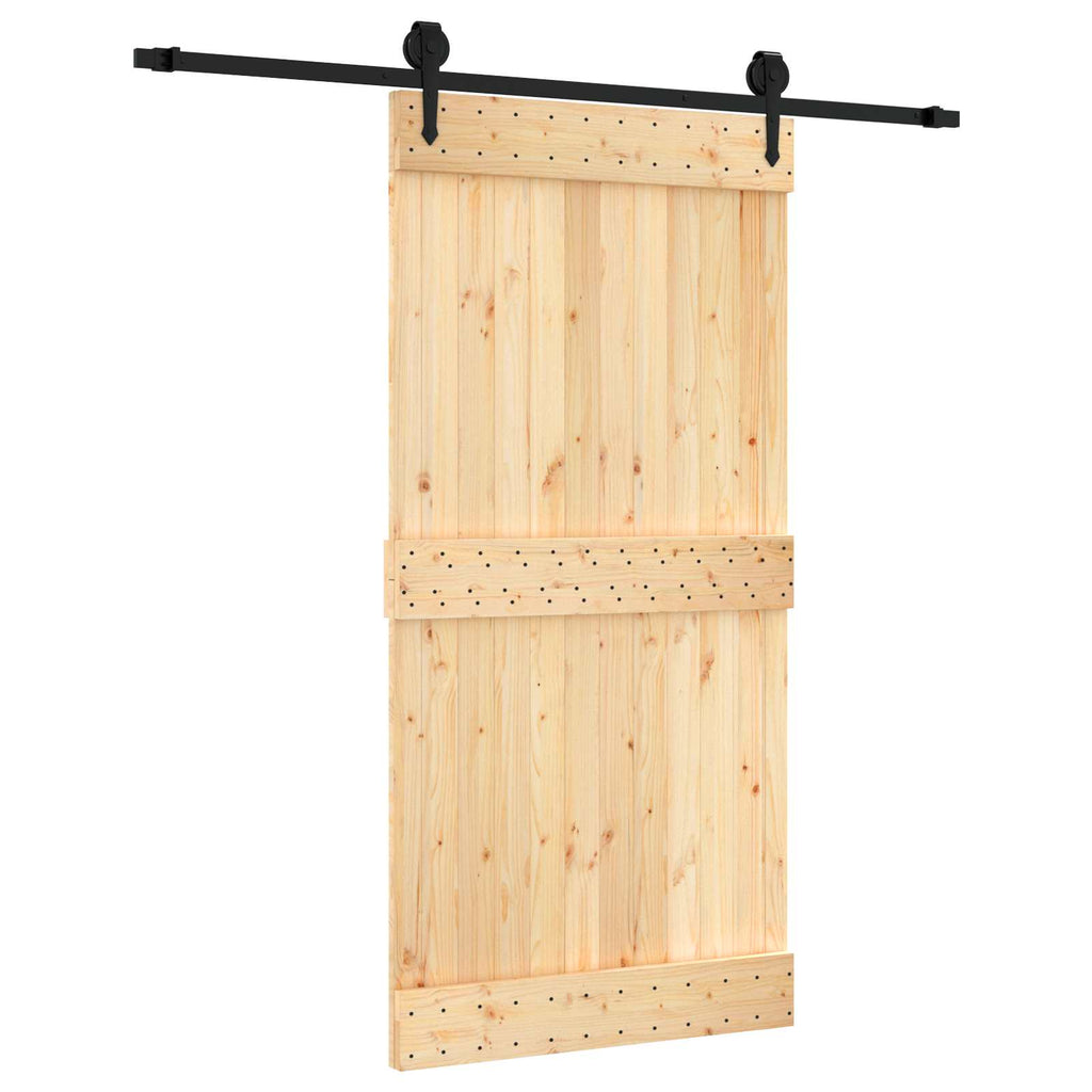 vidaXL Drzwi przesuwne Naturalny i czarny 100 x 210 cm