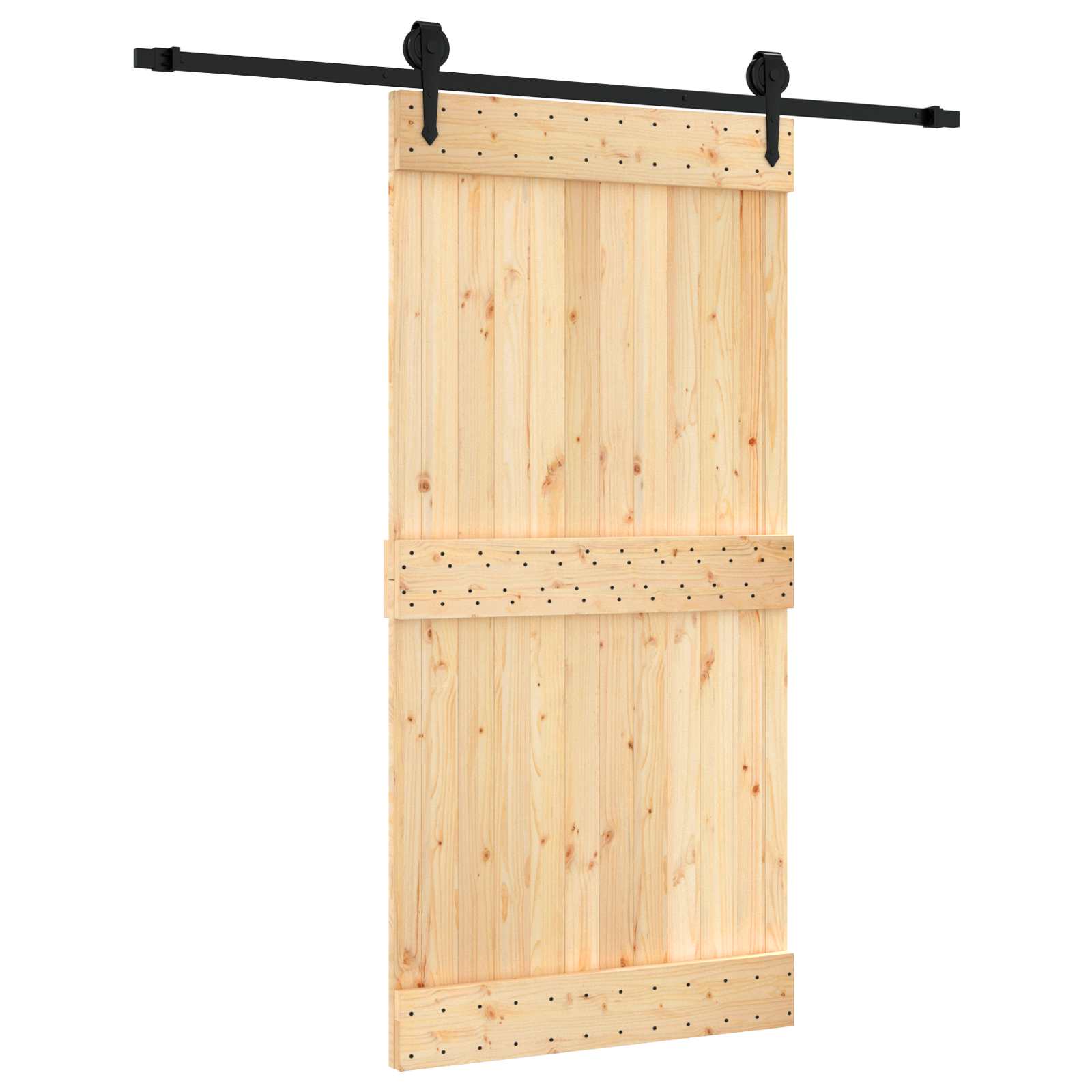 vidaXL Drzwi przesuwne Naturalny i czarny 100 x 210 cm