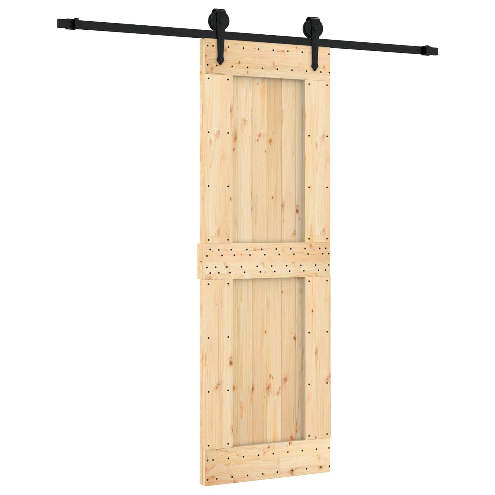 vidaXL Drzwi przesuwne Naturalny i czarny 70 x 210 cm