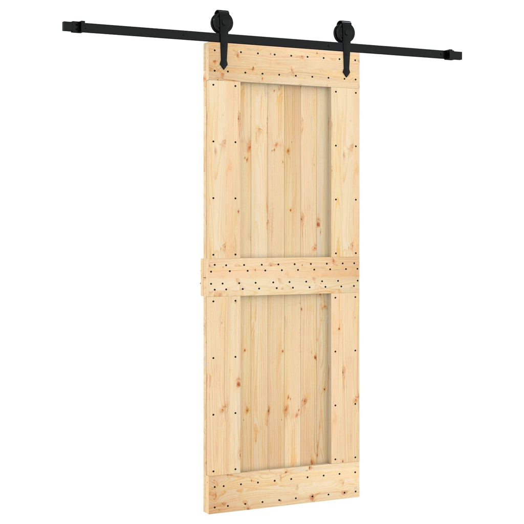 vidaXL Drzwi przesuwne Naturalny i czarny 80 x 210 cm