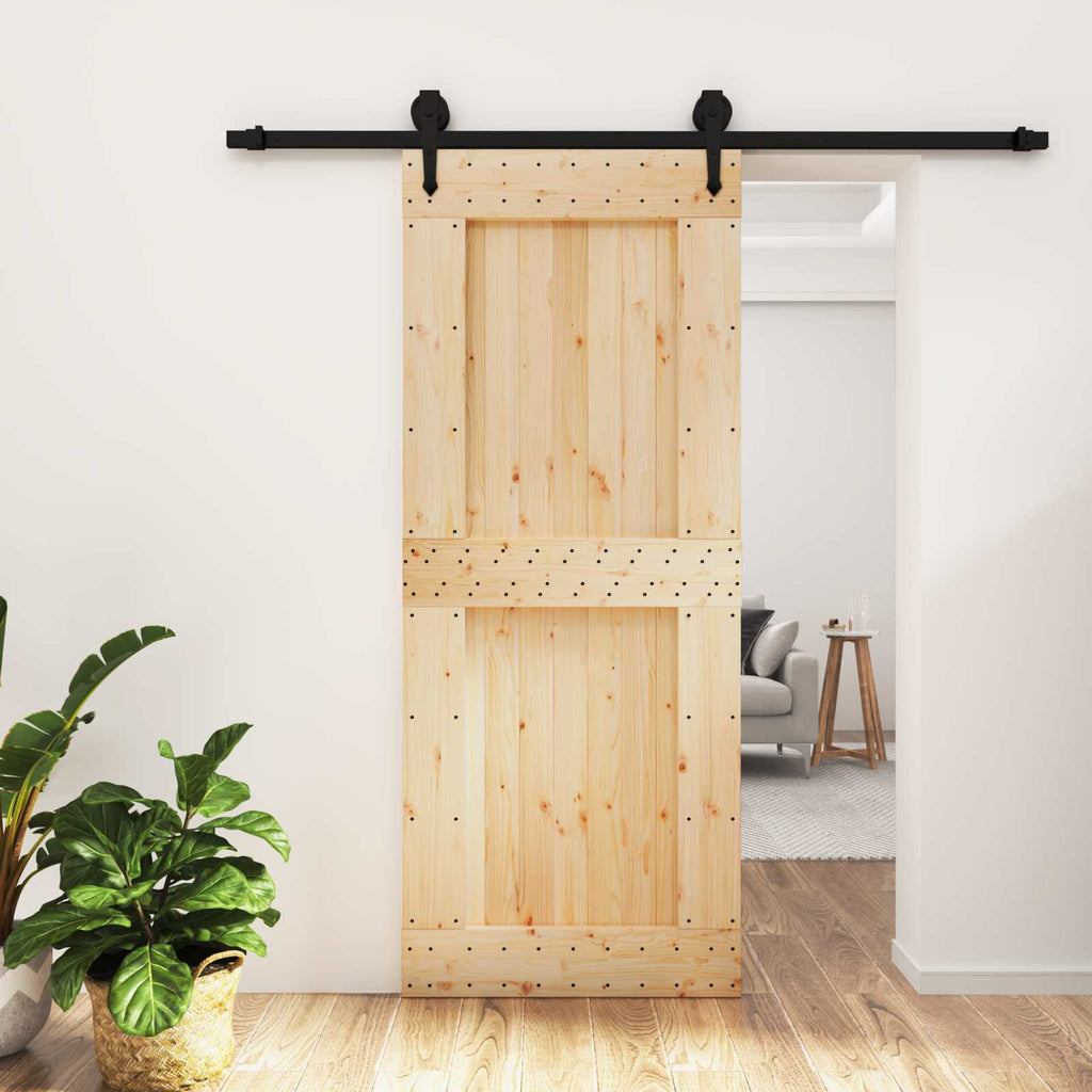 vidaXL Drzwi przesuwne Naturalny i czarny 85 x 210 cm