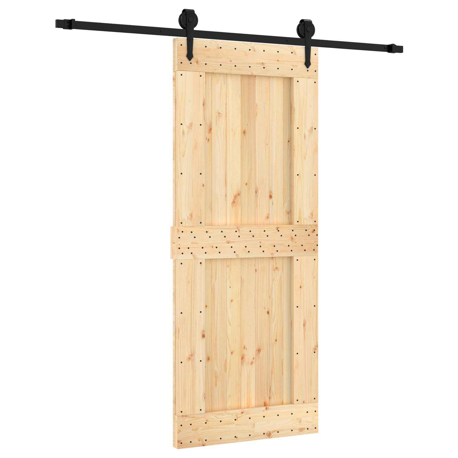 vidaXL Drzwi przesuwne Naturalny i czarny 85 x 210 cm