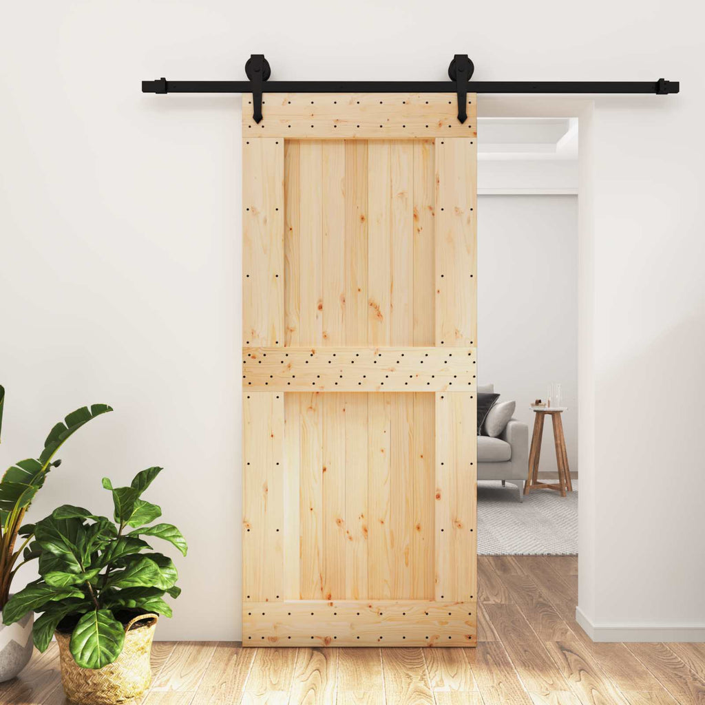 vidaXL Drzwi przesuwne Naturalny i czarny 90 x 210 cm