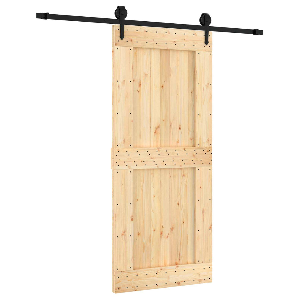 vidaXL Drzwi przesuwne Naturalny i czarny 90 x 210 cm