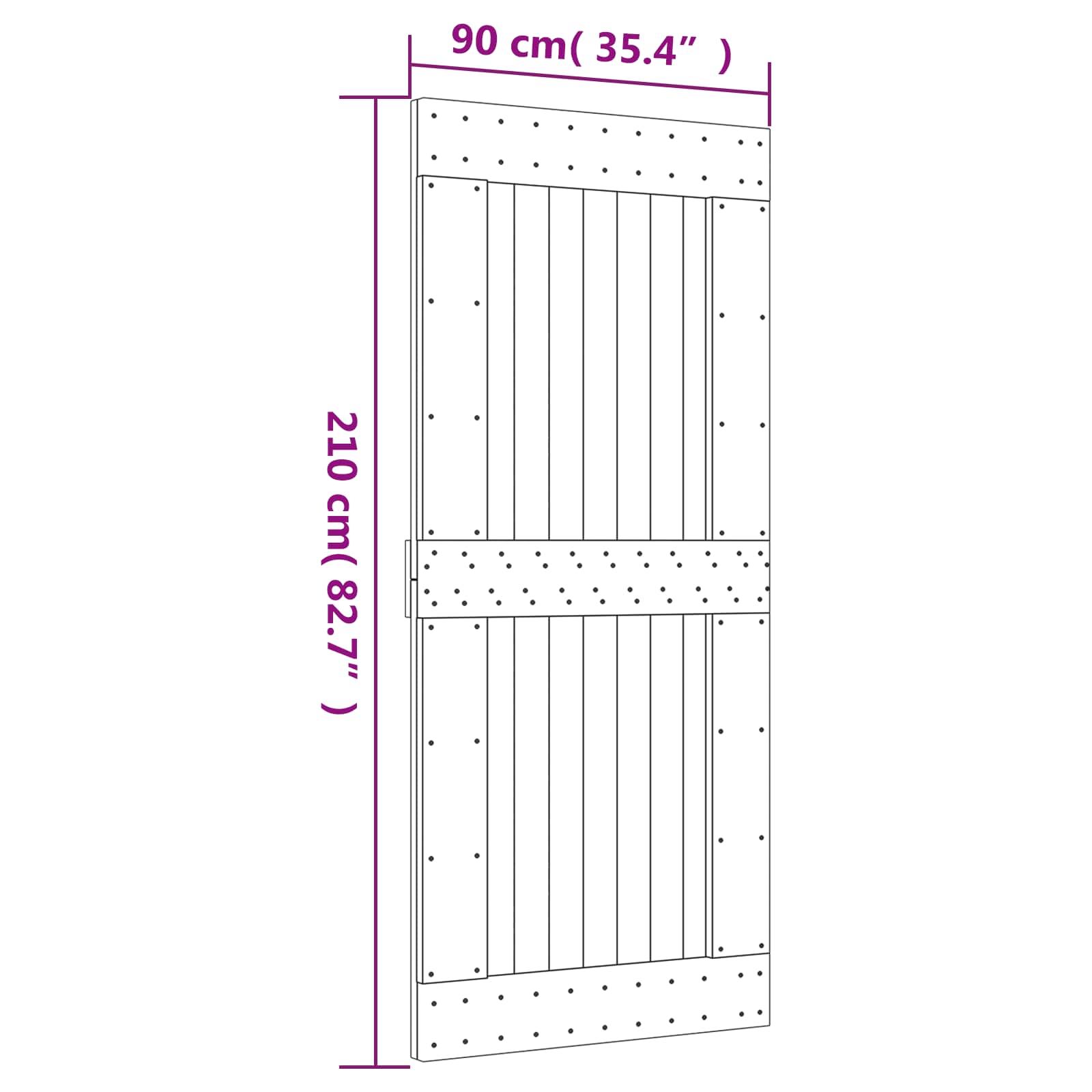 vidaXL Drzwi przesuwne Naturalny i czarny 90 x 210 cm