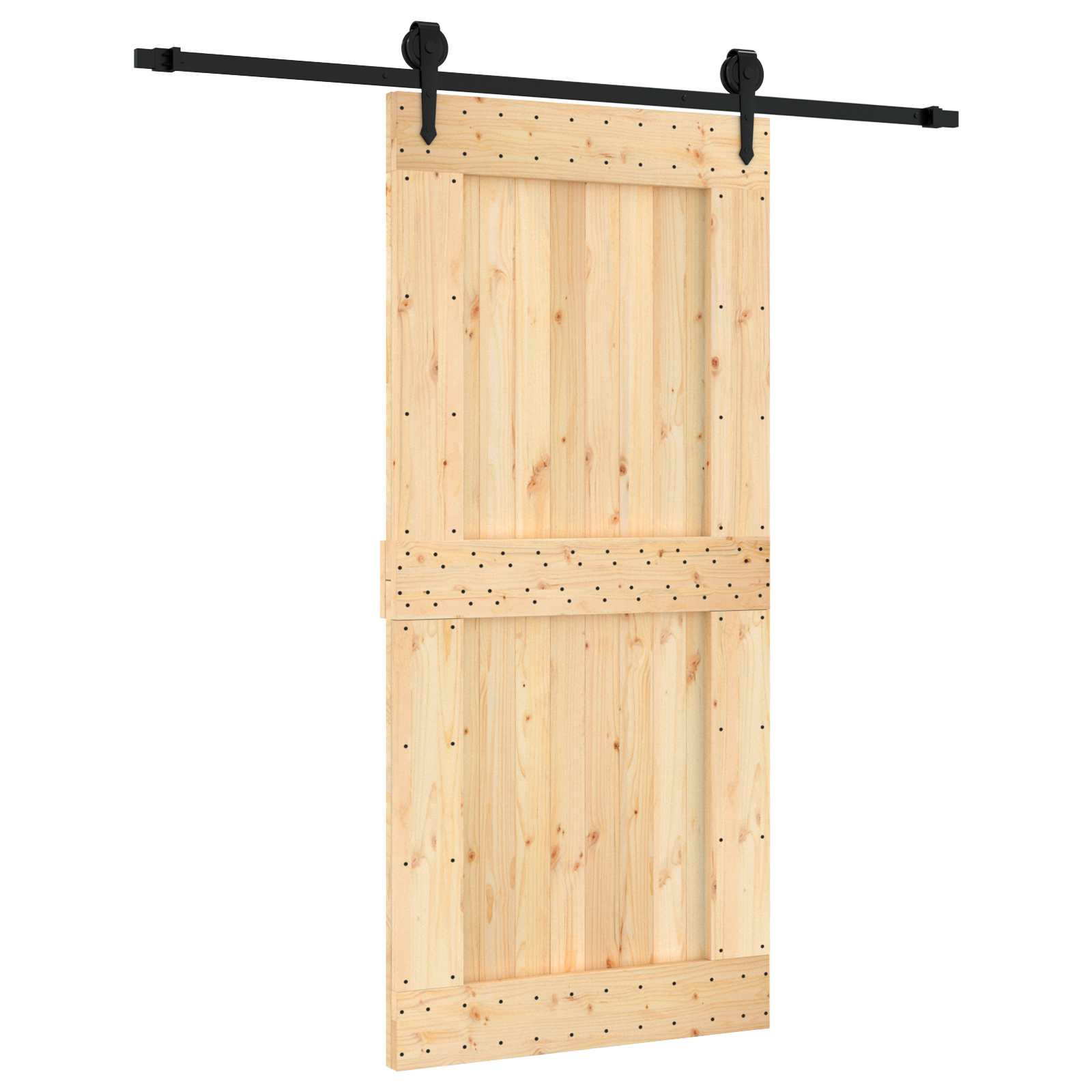 vidaXL Drzwi przesuwne Naturalny i czarny 95 x 210 cm