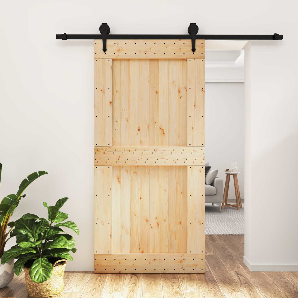 vidaXL Drzwi przesuwne Naturalny i czarny 100 x 210 cm