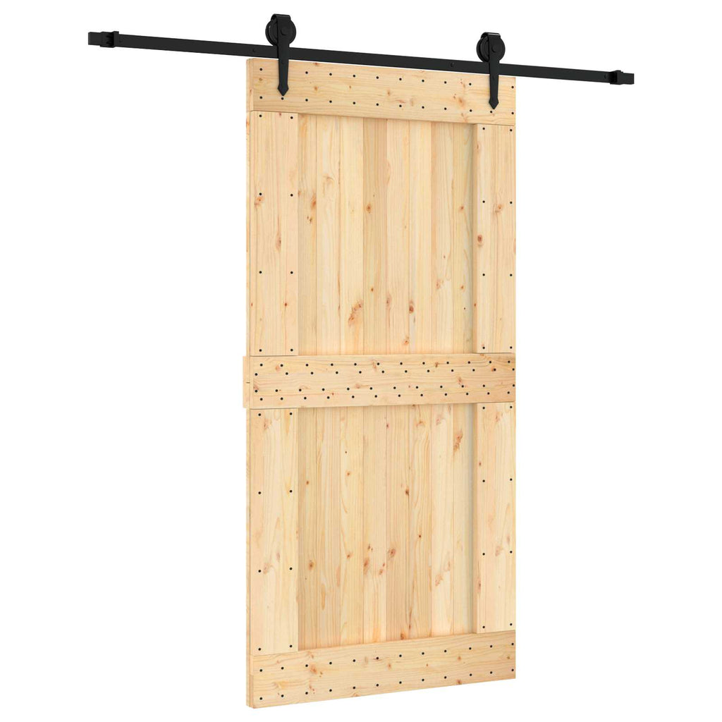 vidaXL Drzwi przesuwne Naturalny i czarny 100 x 210 cm