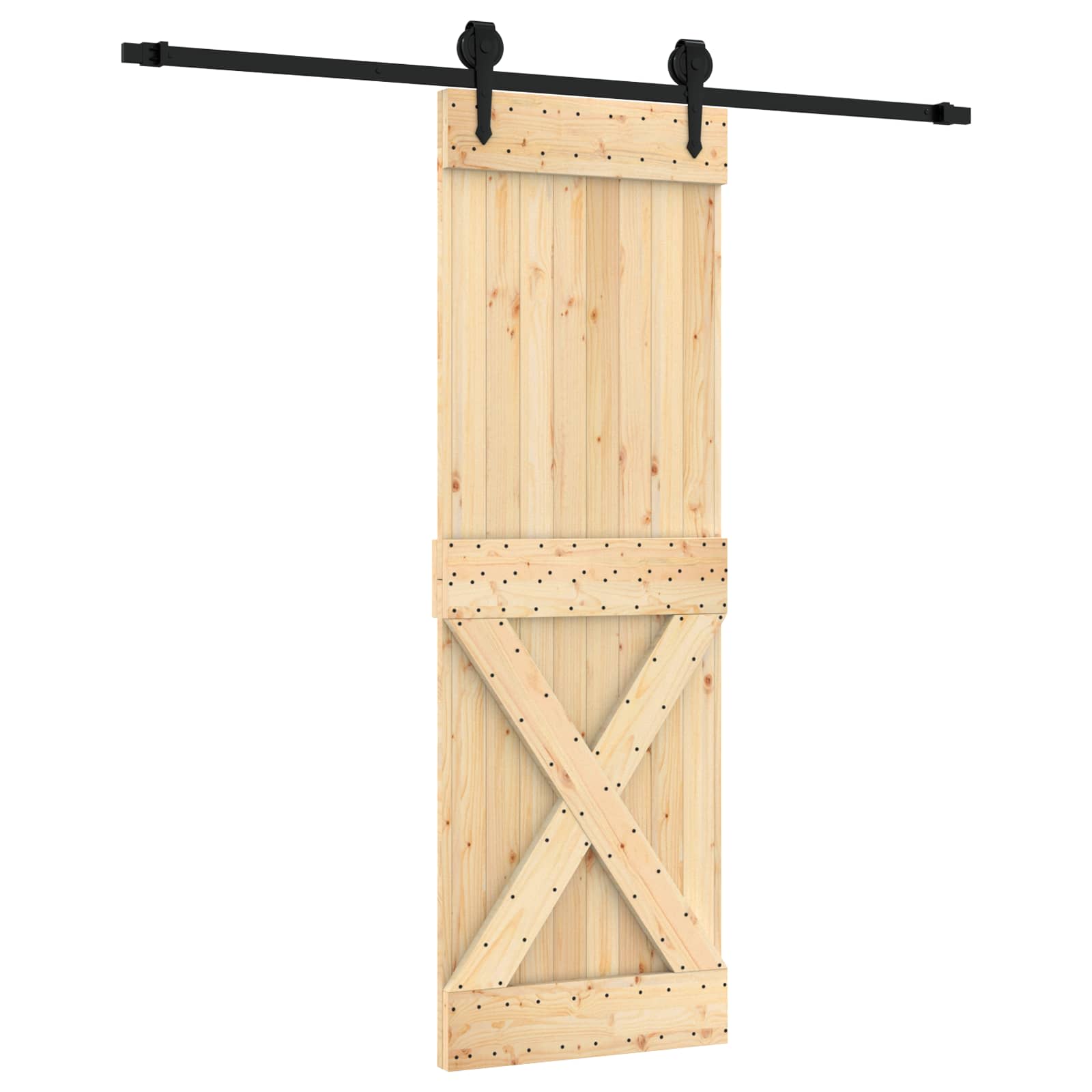 vidaXL Drzwi przesuwne Naturalny i czarny 70 x 210 cm