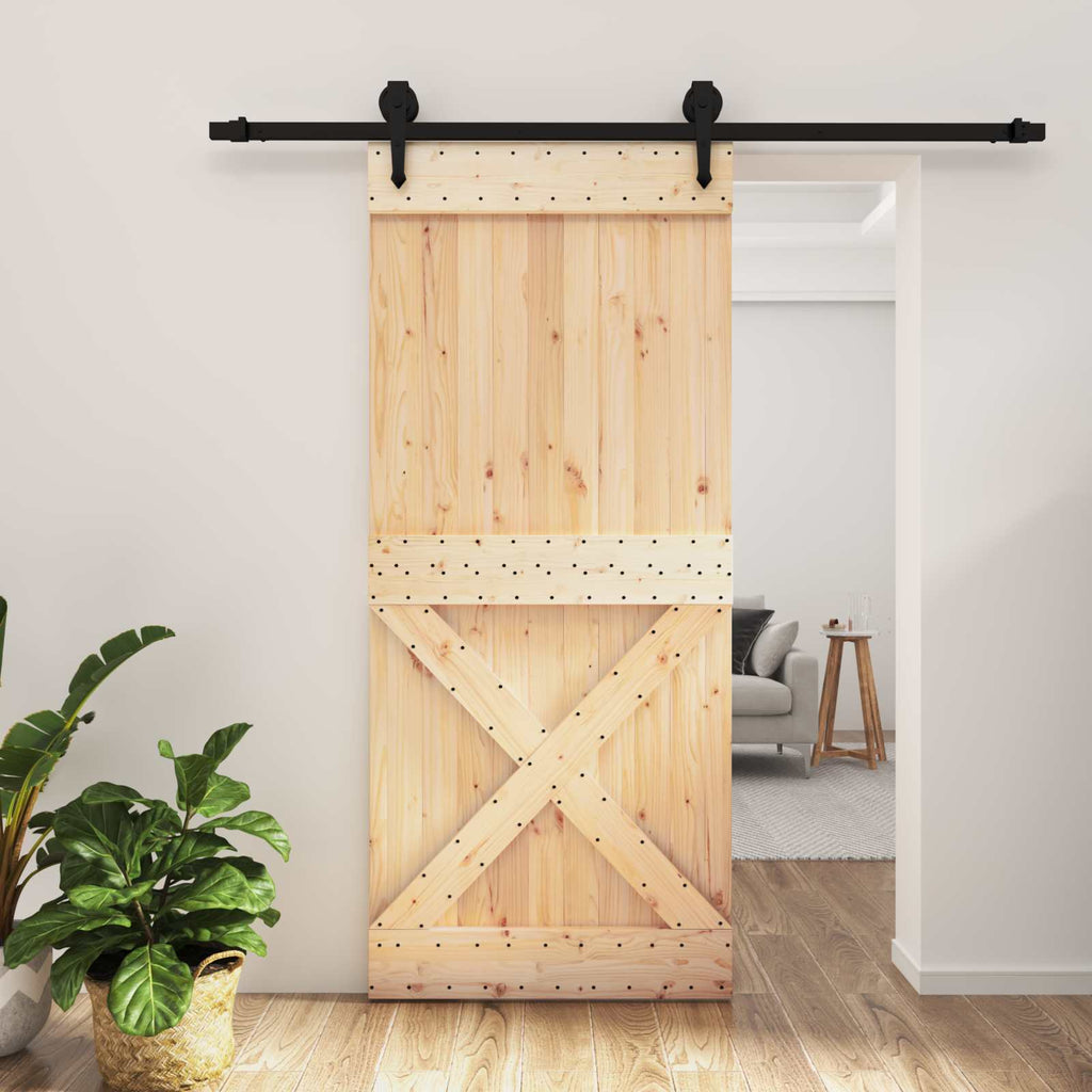 vidaXL Drzwi przesuwne Naturalny i czarny 90 x 210 cm