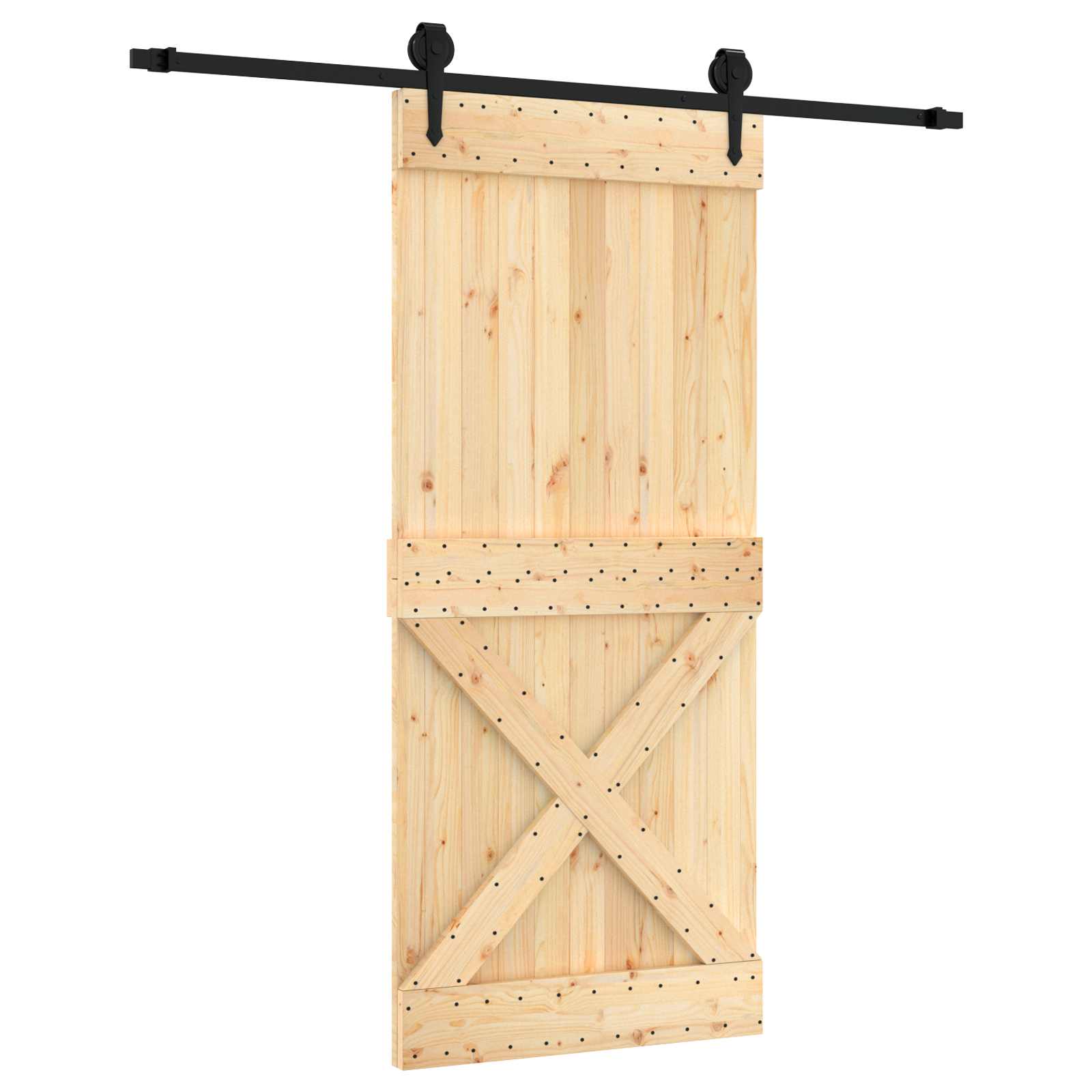 vidaXL Drzwi przesuwne Naturalny i czarny 90 x 210 cm