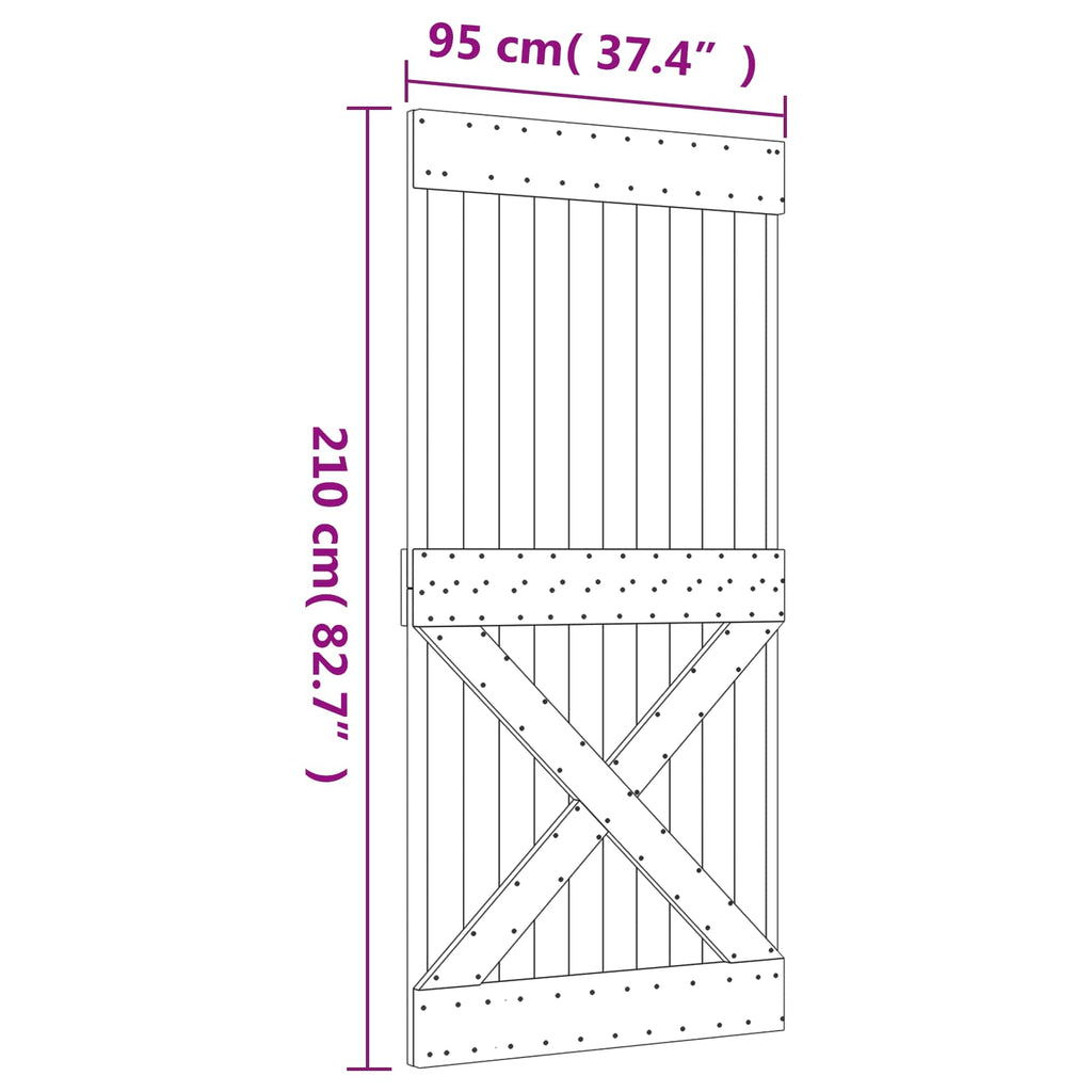 vidaXL Drzwi przesuwne Naturalny i czarny 95 x 210 cm